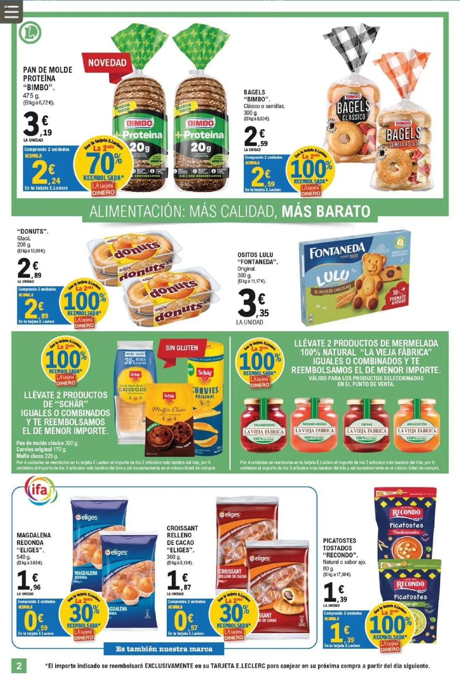 E.Leclerc Trujillo │ válido desde el 01/07/2026 | Página: 2 | Productos: Pan, Croissant, Donuts, Φρυγανιές σικάλεως