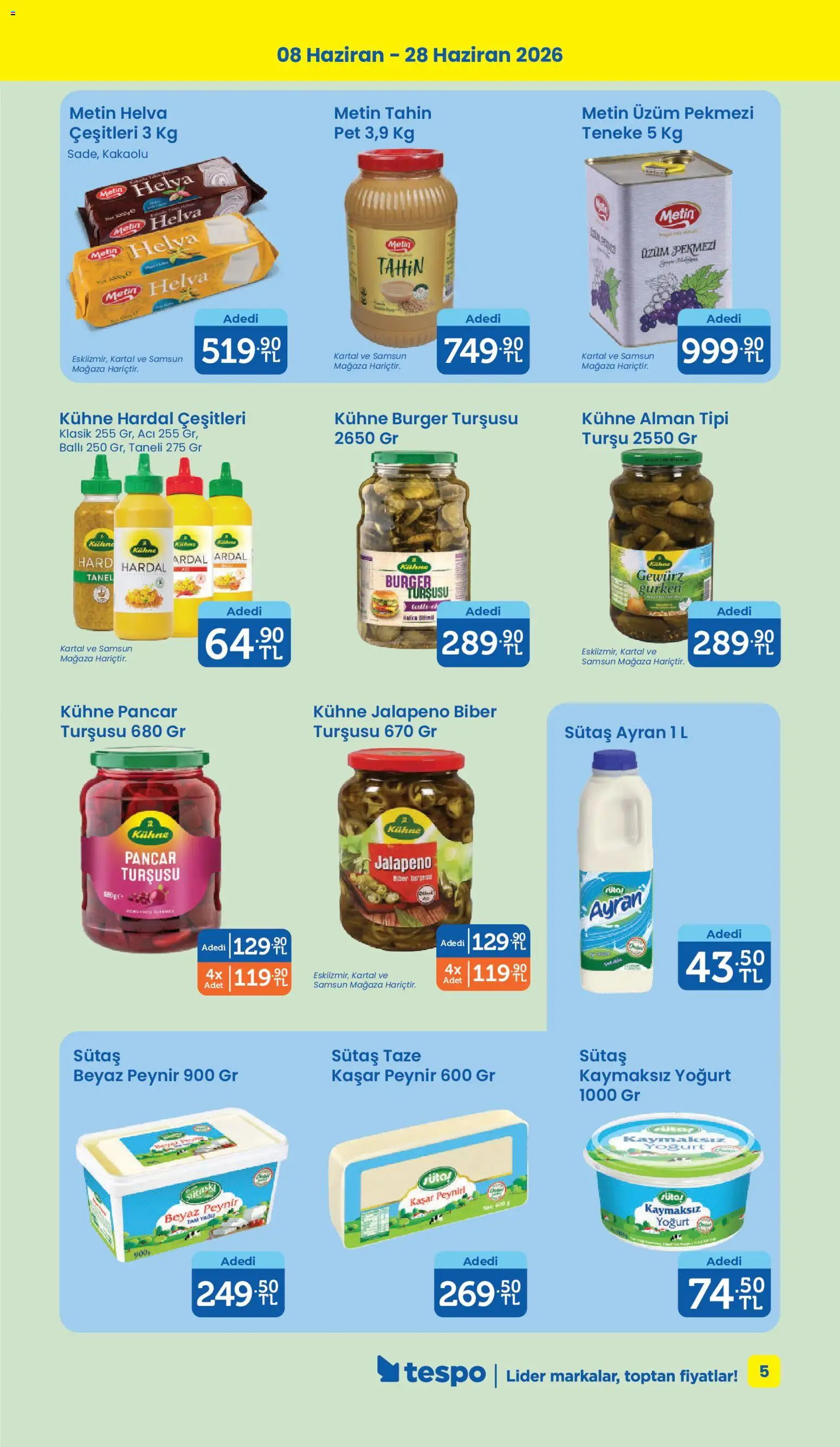 Tespo Katalog - 08.06.2026 tarihinden itibaren geçerlidir | Sayfa: 5 | Ürünler: Hardal, Yoğurt, Biber, Üzüm