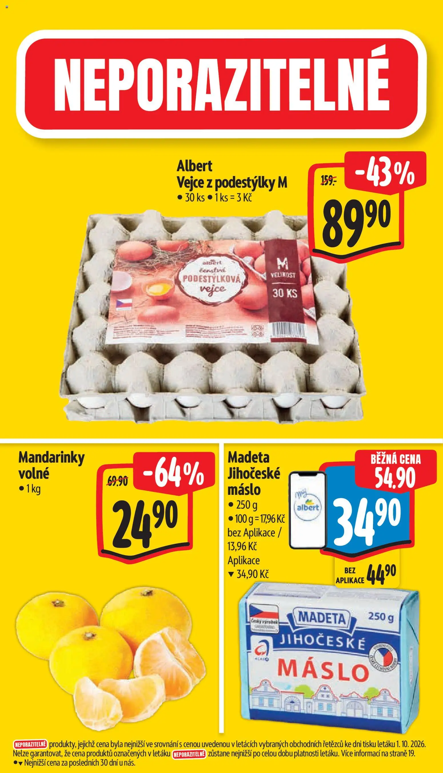 Albert leták - Supermarket Frenštát pod Radhoštěm od 07.10.2026 | Strana: 3 | Produkty: Máslo, Mandarinky, Madeta Jihočeské máslo, Jihočeské máslo