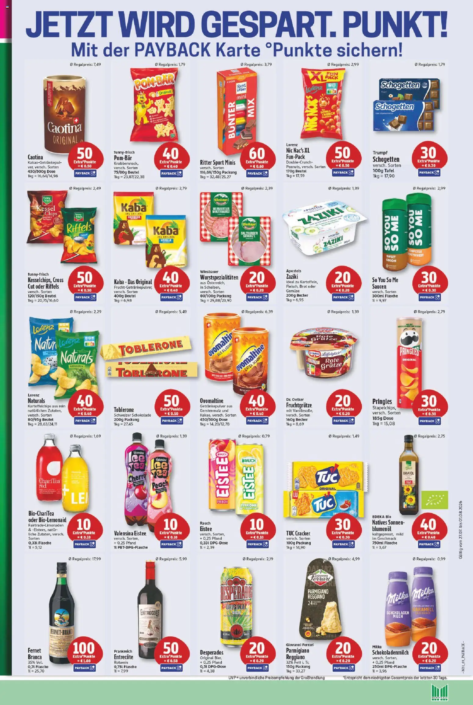 Marktkauf Prospekt – gültig ab 27.07.2026 | Seite: 9 | Produkte: Ritter sport, Entrecote, Desperados, Schogetten
