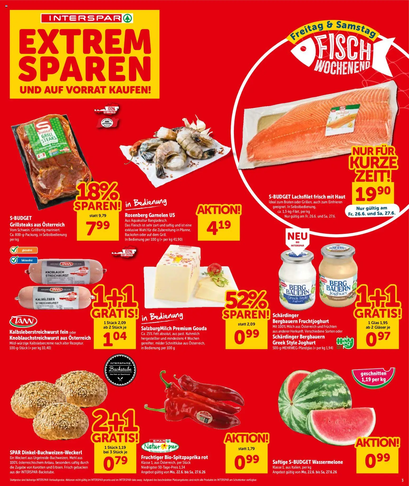Interspar Flugblatt - Wien gültig ab 25.06.2026 | Seite: 3 | Produkte: Knoblauch, Wassermelone, Milch, Fisch
