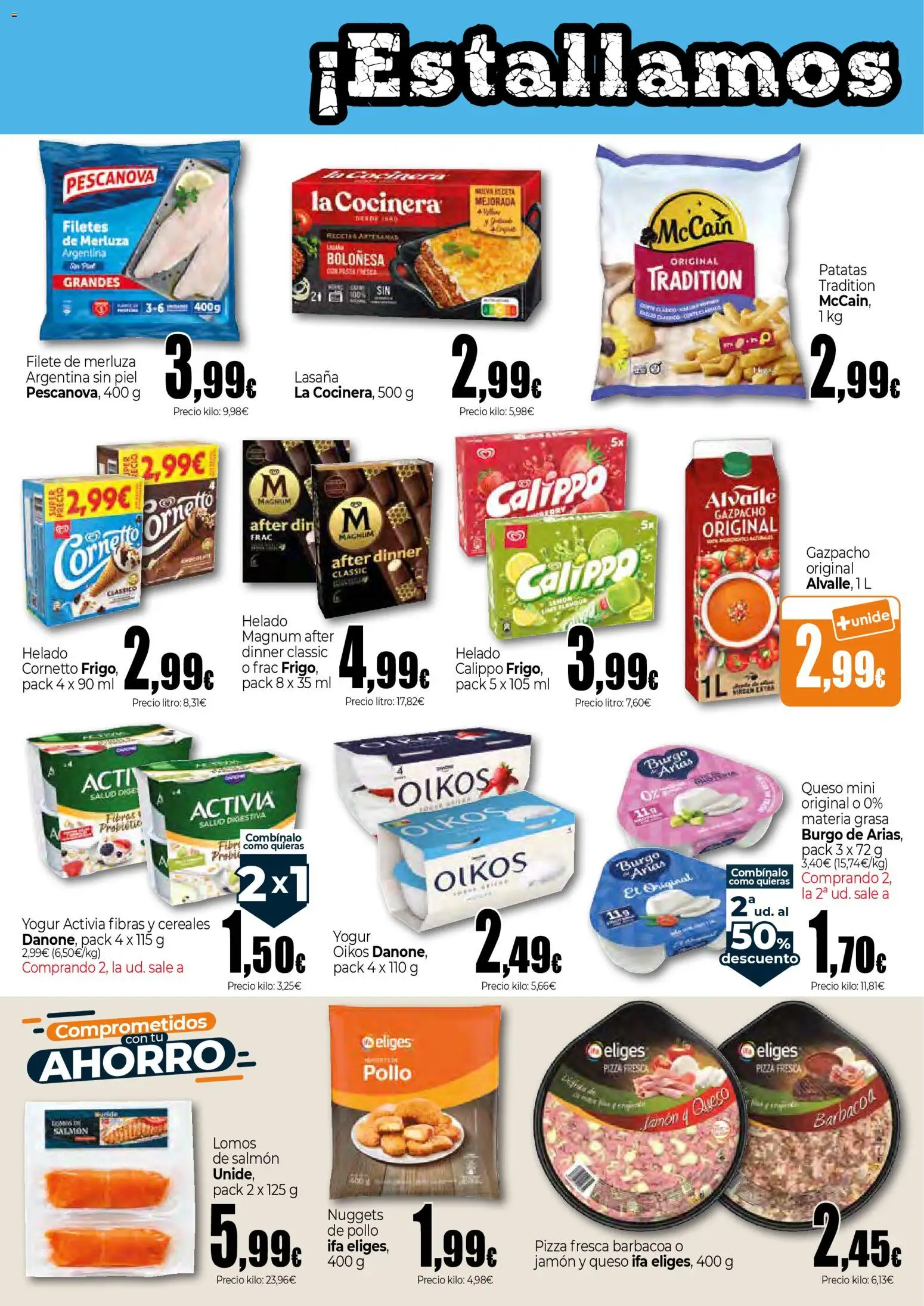 Unide - Super │ válido desde el 23.04.2026 | Página: 2 | Productos: Pizza, Cereales, Gazpacho, Lasaña