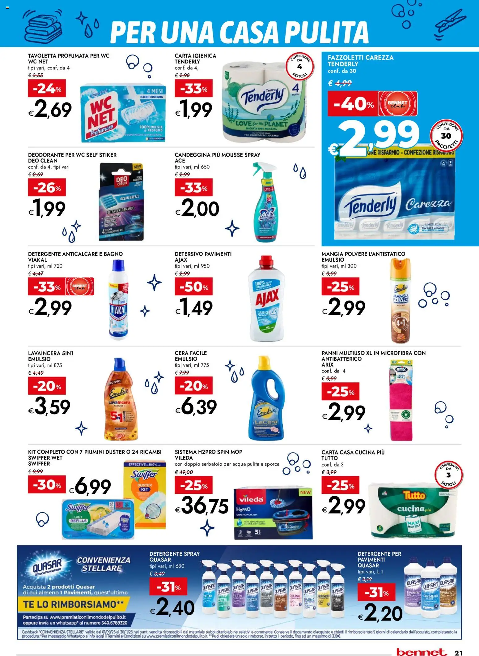 Volantino bennet del 22/10/2026 | Pagina: 21 | Prodotti: Candeggina, Fazzoletti, Acqua, Bagno