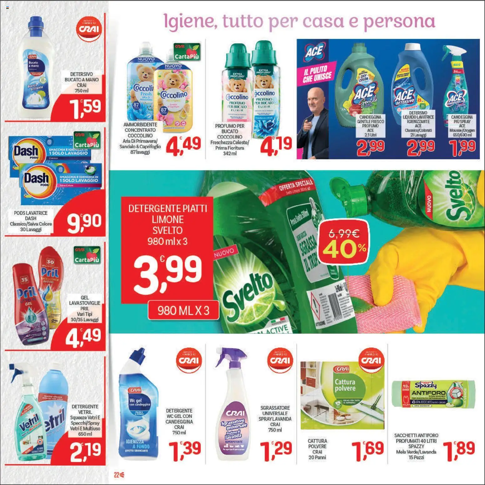 Volantino CRAI del 11.06.2026 | Pagina: 22 | Prodotti: Lavatrice, Lavastoviglie, WC, Profumo