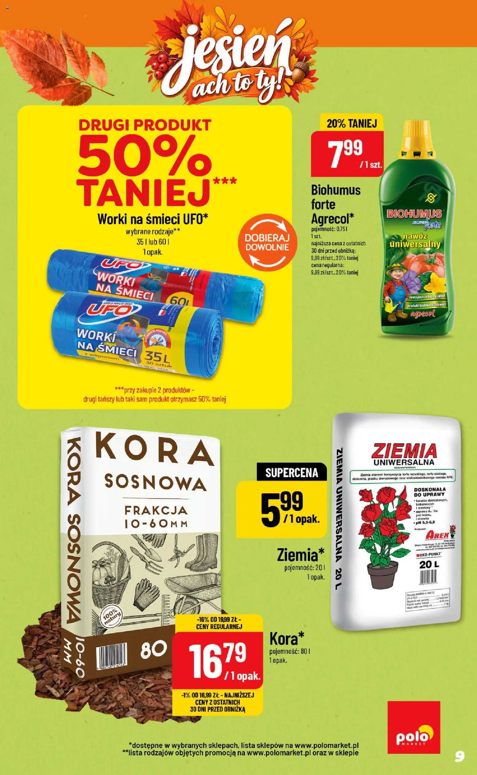 Nowa POLOmarket gazetka od jutra 07.10.2026 | Strona: 9 | Produkty: Worki na śmieci, Ziemia uniwersalna, Ziemia, Nawóz