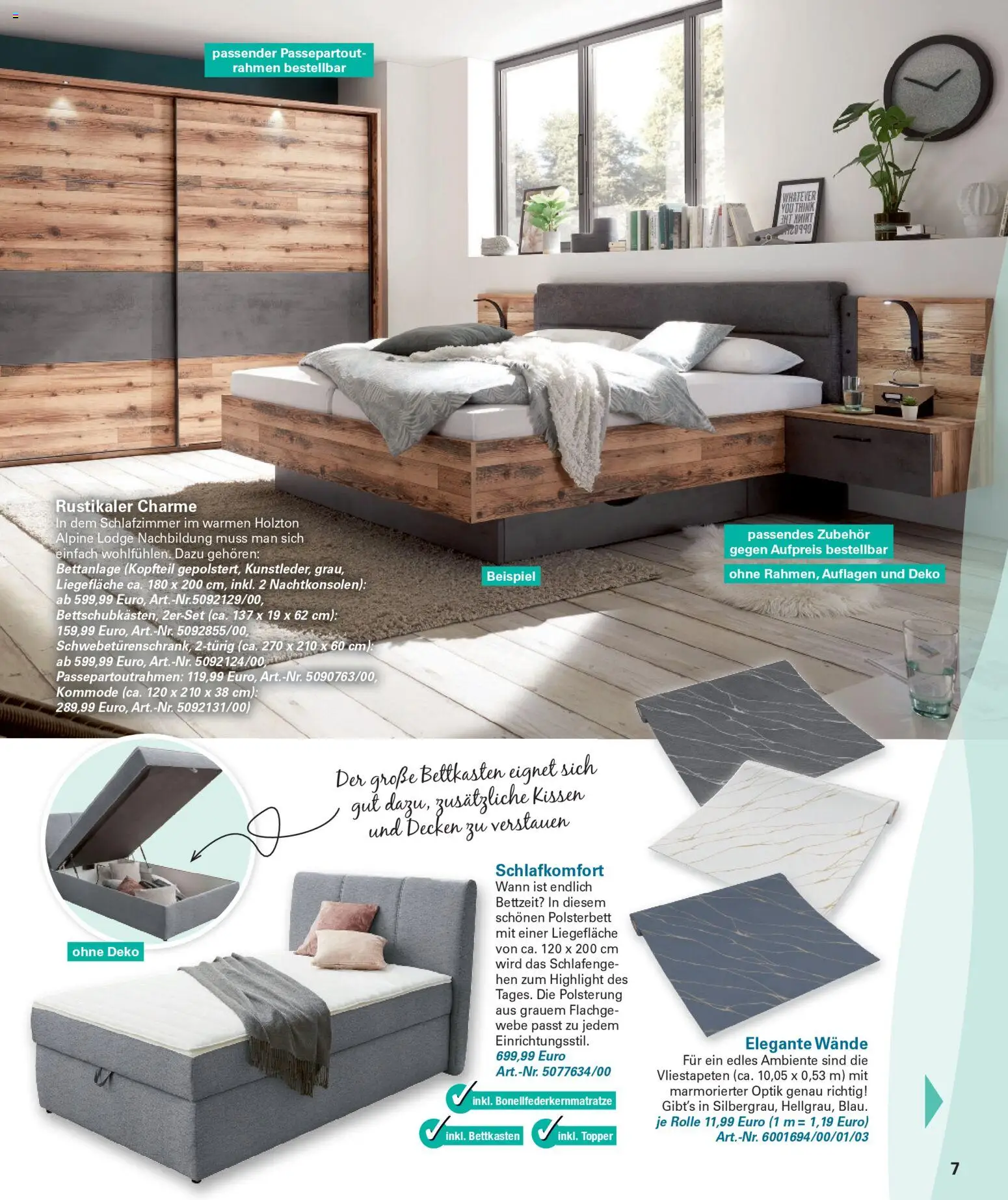 Poco Wohnwelt Winter 2025 – gültig ab 01.12.2025 | Seite: 7 | Produkte: Kissen, Kommode, Polsterbett, Topper