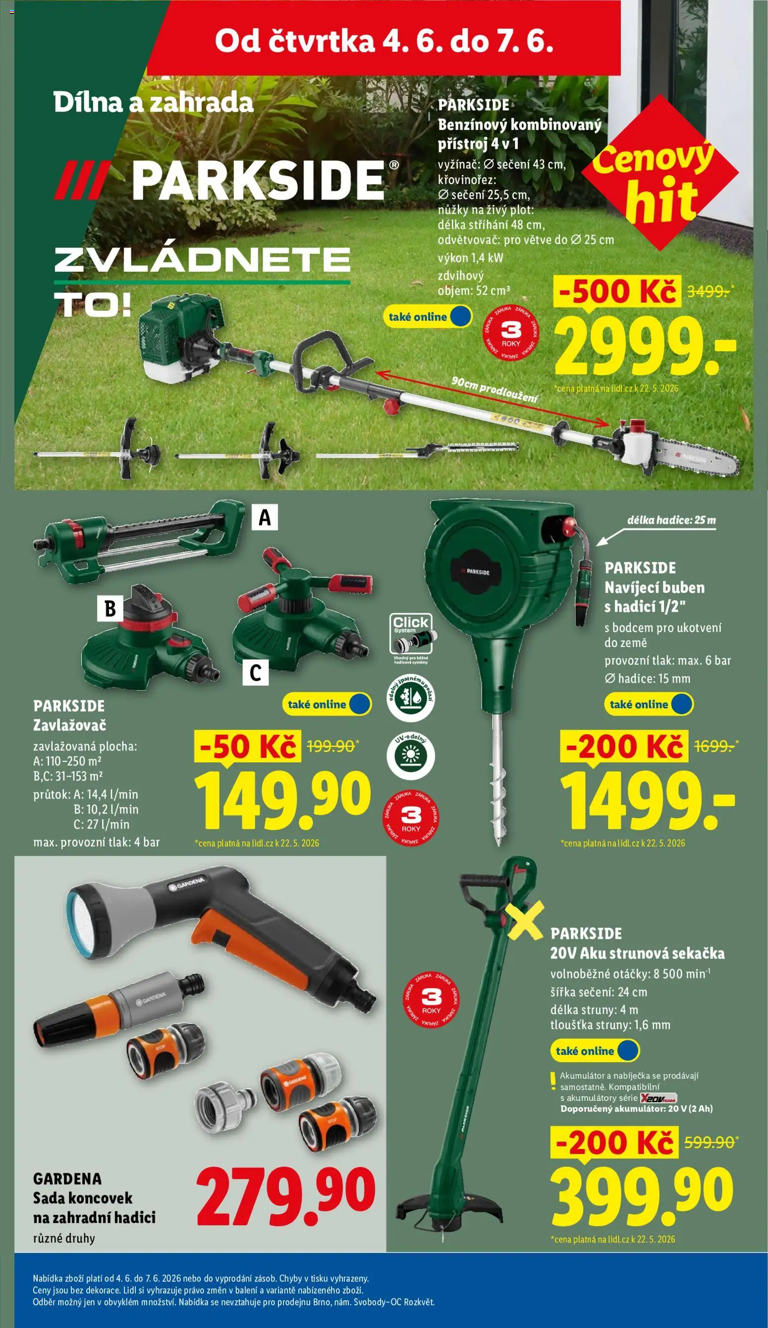 Lidl leták od 04.06.2026 | Strana: 35 | Produkty: Zahrada, Zavlažovač, Aku strunová sekačka, Křovinořez