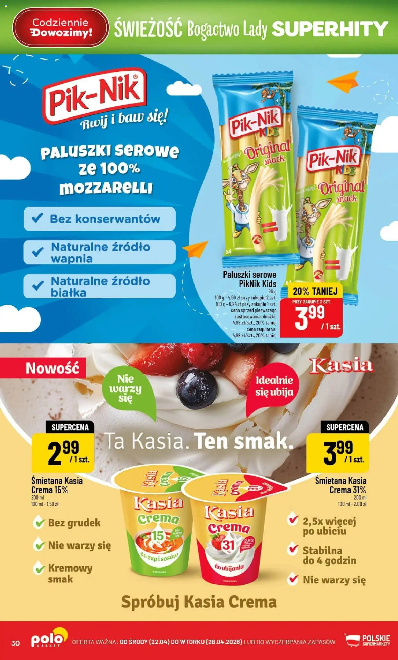 POLOmarket gazetka od 22.04.2026 | Strona: 30 | Produkty: Paluszki, Śmietana, Paluszki serowe