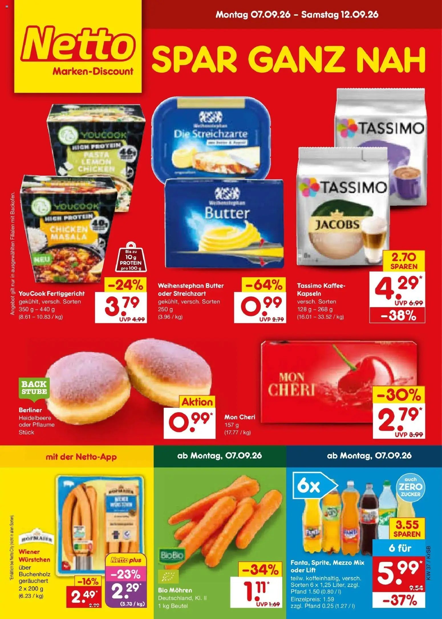 Netto Marken-Discount Prospekt Baesweiler – gültig ab 07.09.2026 | Seite: 3 | Produkte: Youcook, Butter, Pasta, Tassimo
