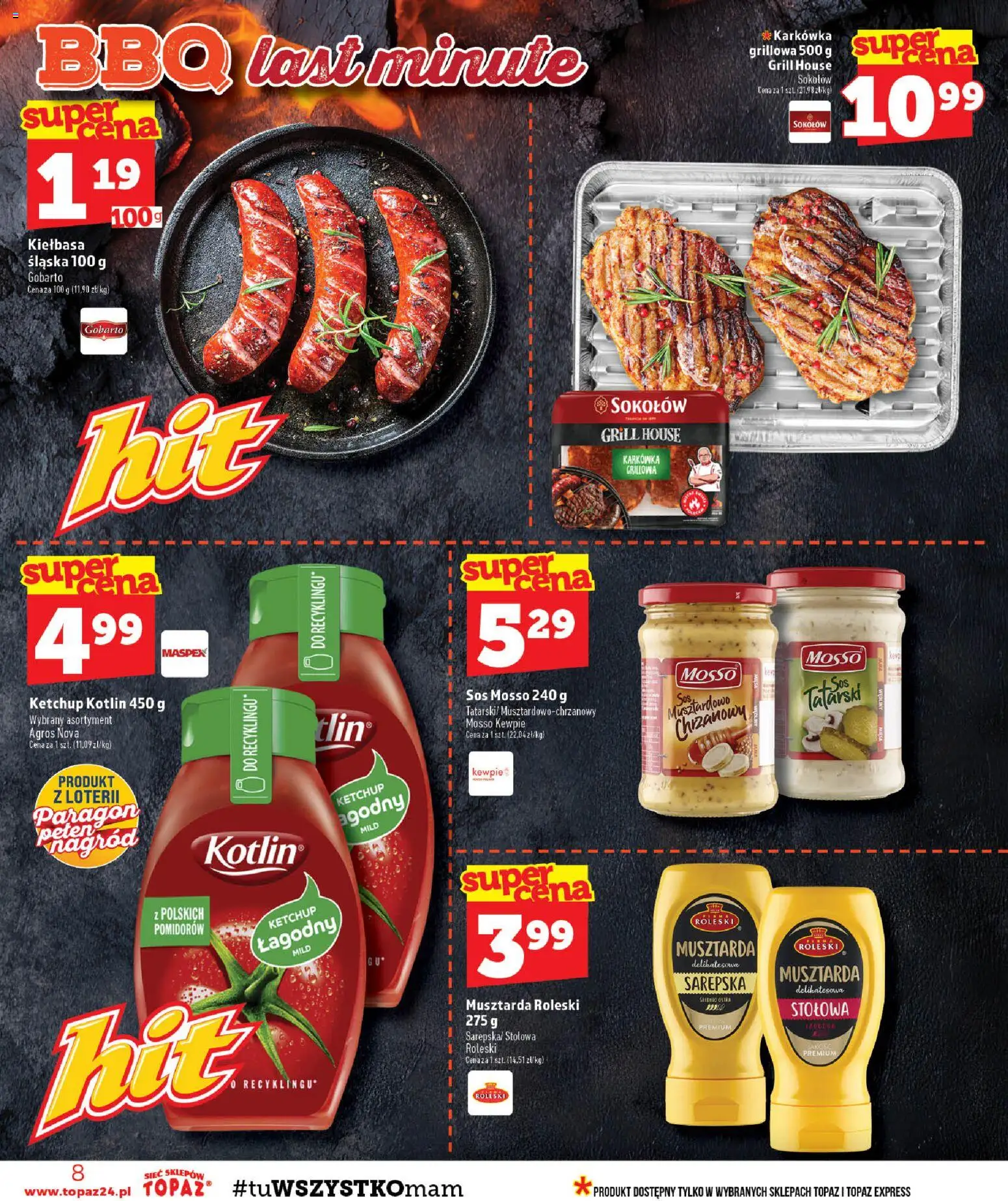 Topaz gazetka - MAZ od 27.08.2026 | Strona: 8 | Produkty: Ketchup, Ketchup kotlin, Grill, Musztarda