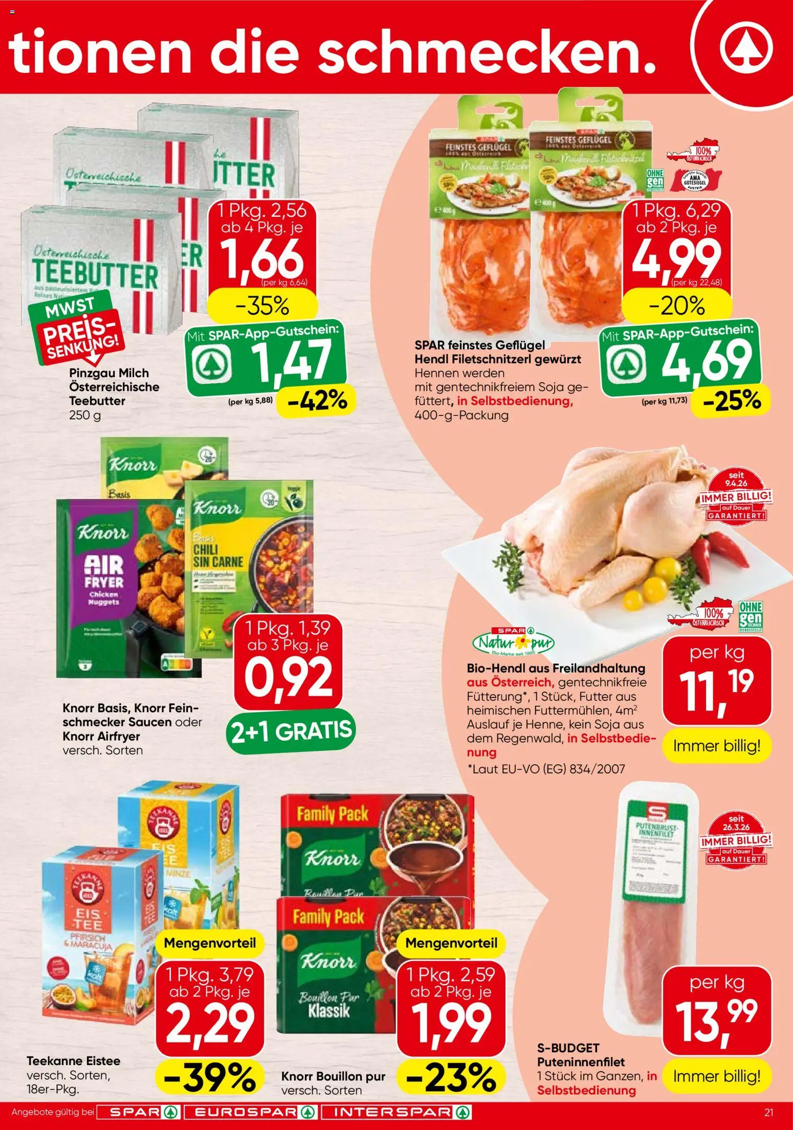 Spar Flugblatt - Wien gültig ab 01.07.2026 | Seite: 21 | Produkte: Pfirsich, Chili, Milch