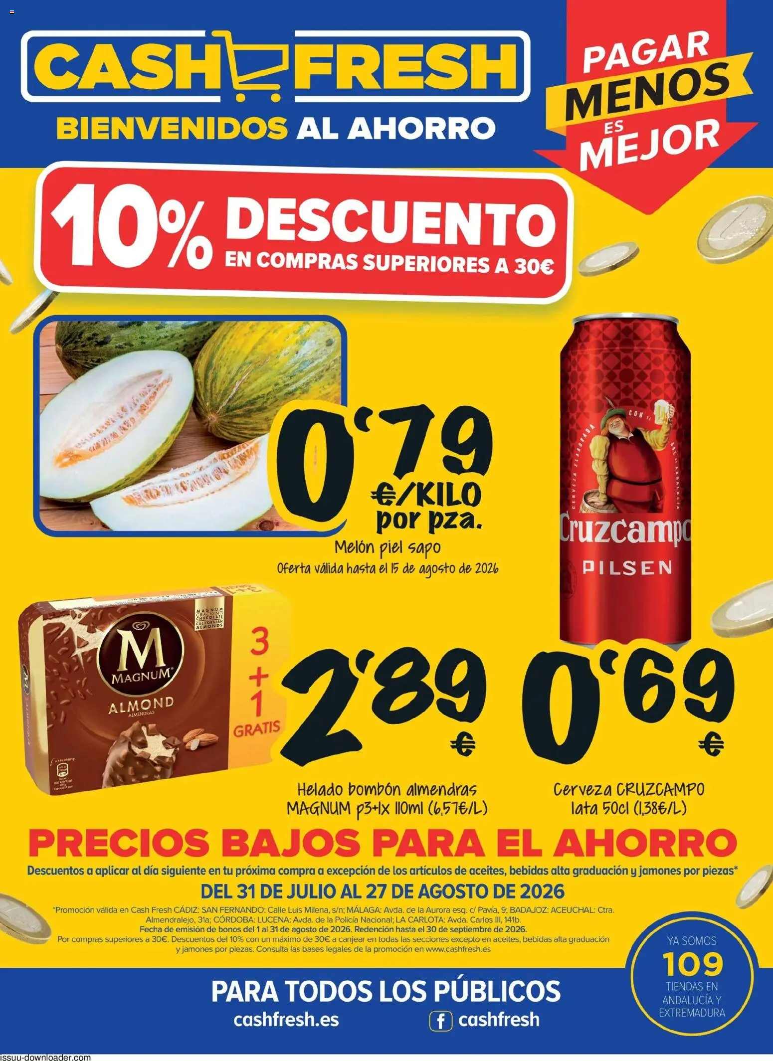 Cash Fresh folleto Bono 10 │ válido desde el 31/07/2026 | Página: 1 | Productos: Helado, Magnum, Almendras, Bebidas