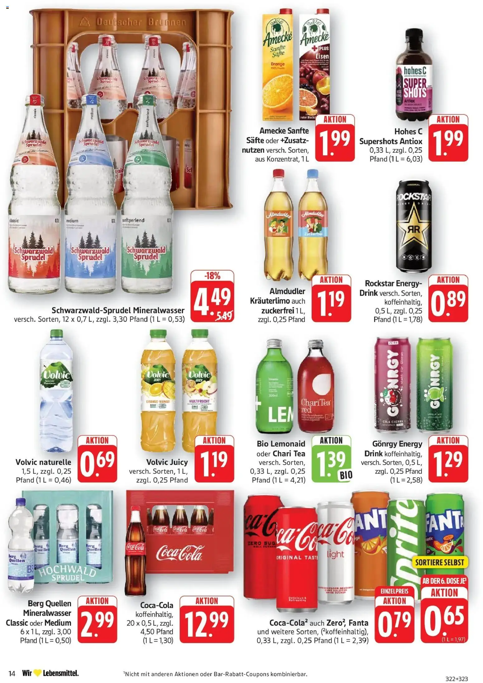 Edeka Prospekt Bad Bergzabern (ab 14.09.2026) » Angebote Online | Seite: 14 | Produkte: Cola, Rockstar, Mineralwasser, Volvic