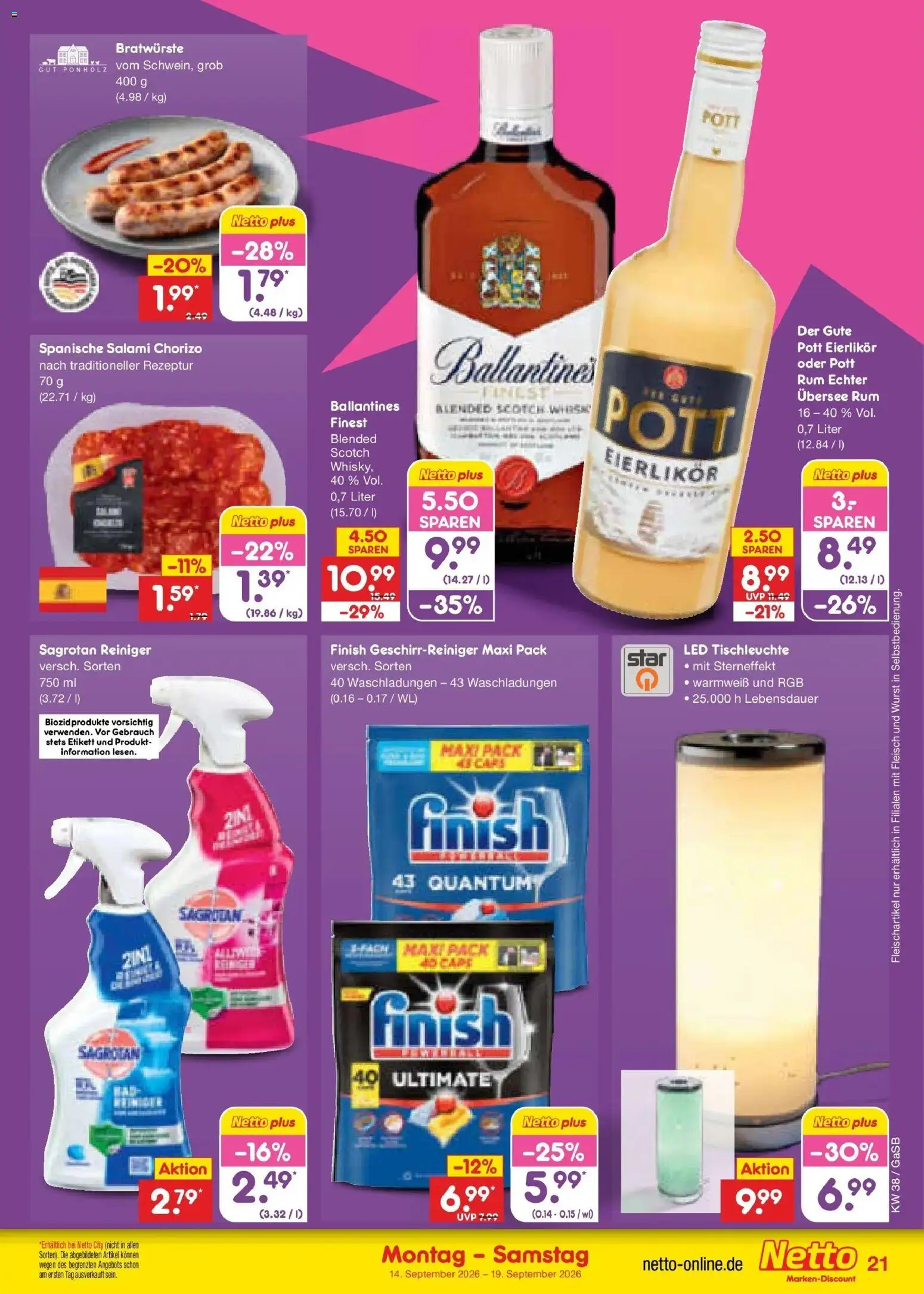 Netto Marken-Discount Prospekt Oldenburg – gültig ab 14.09.2026 | Seite: 31 | Produkte: Rum, Finish, Wurst, Salami
