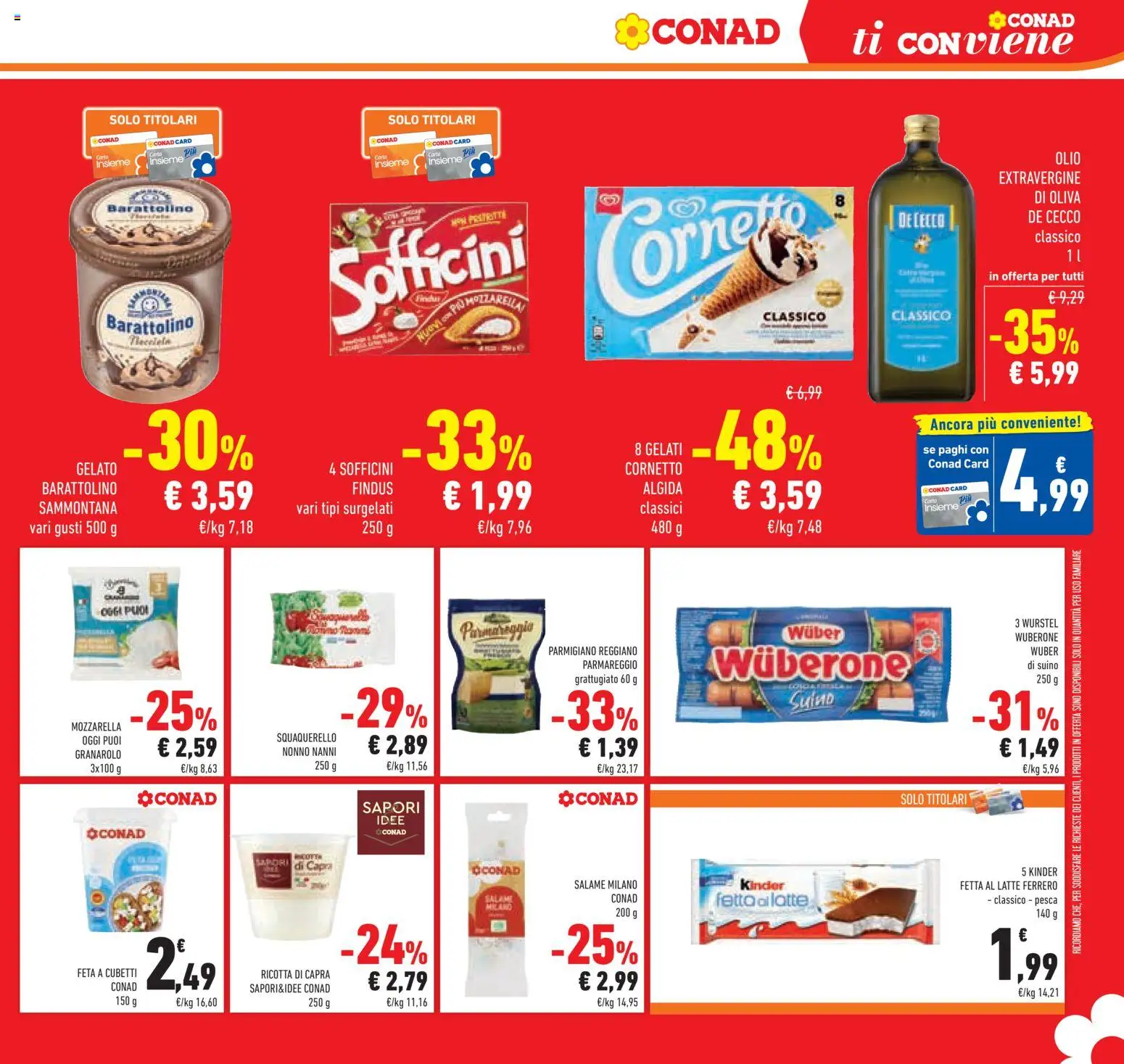 Volantino Conad del 15/07/2026 | Pagina: 21 | Prodotti: Cornetto, Latte, Pesca, Ricotta