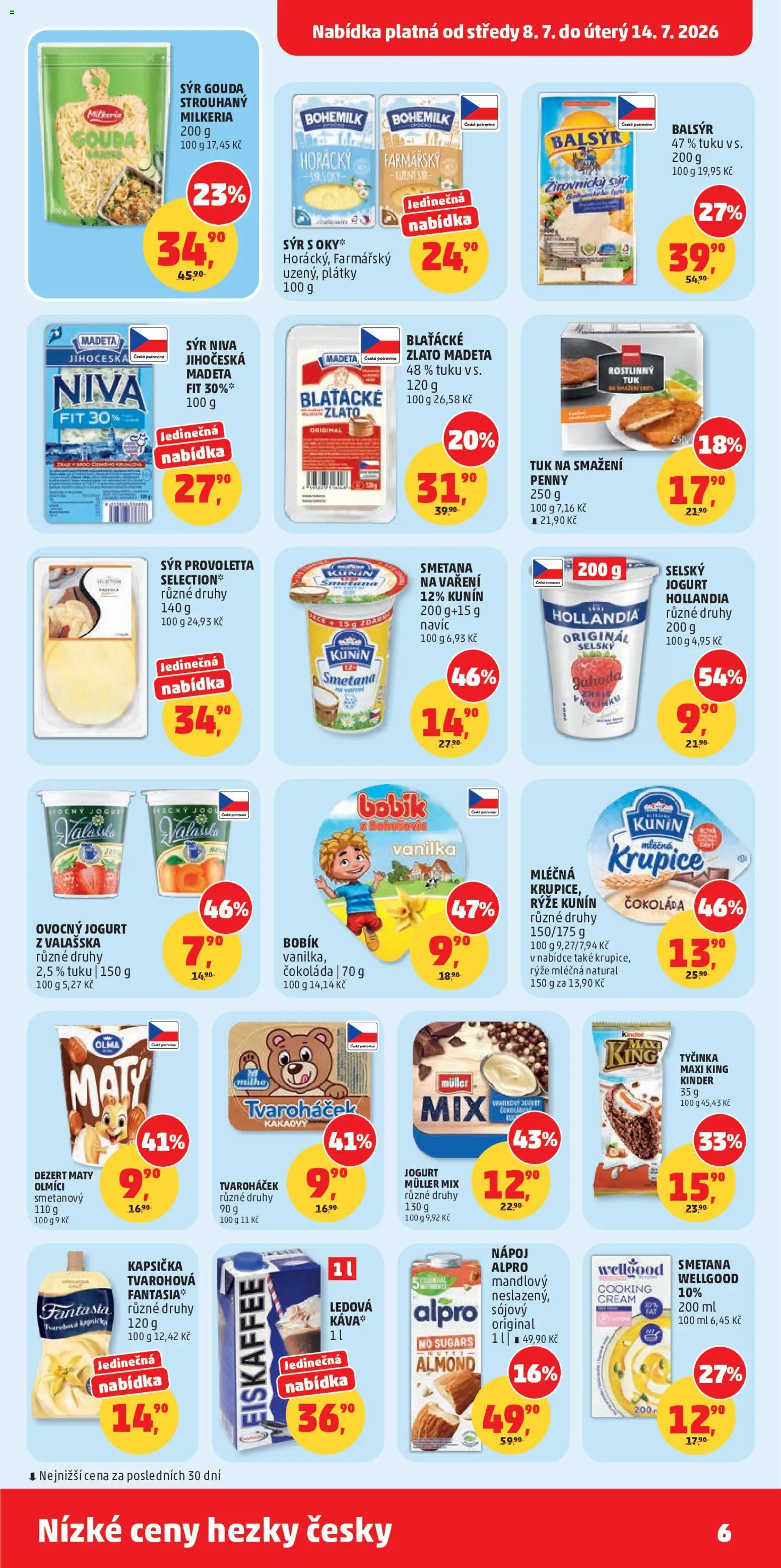 Penny Market leták od 08.07.2026 | Strana: 6 | Produkty: Sýr, Jogurt, Čokoláda, Niva