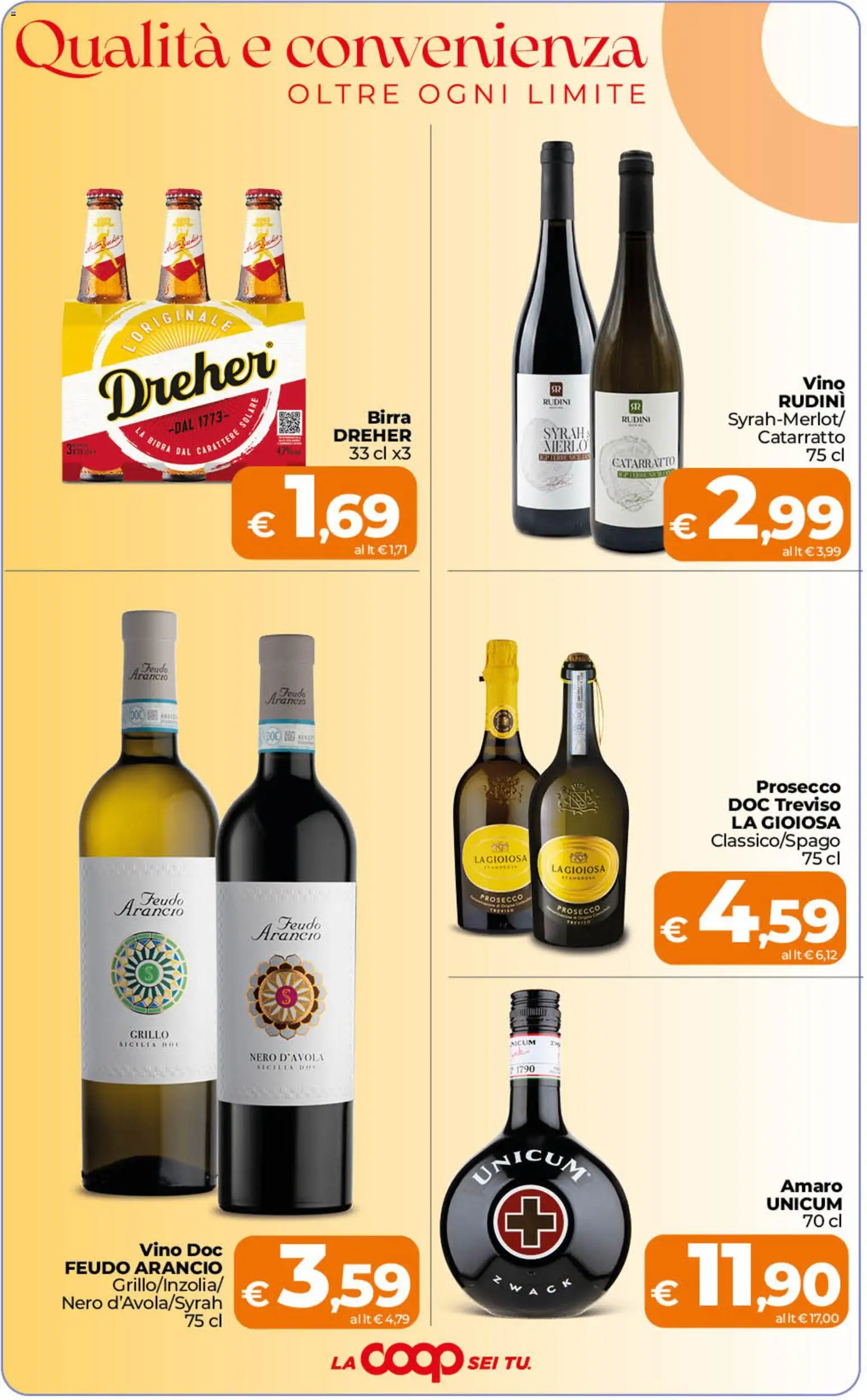 Volantino Ipercoop del 02/10/2026 | Pagina: 7 | Prodotti: Birra, Prosecco, Vino, Amaro
