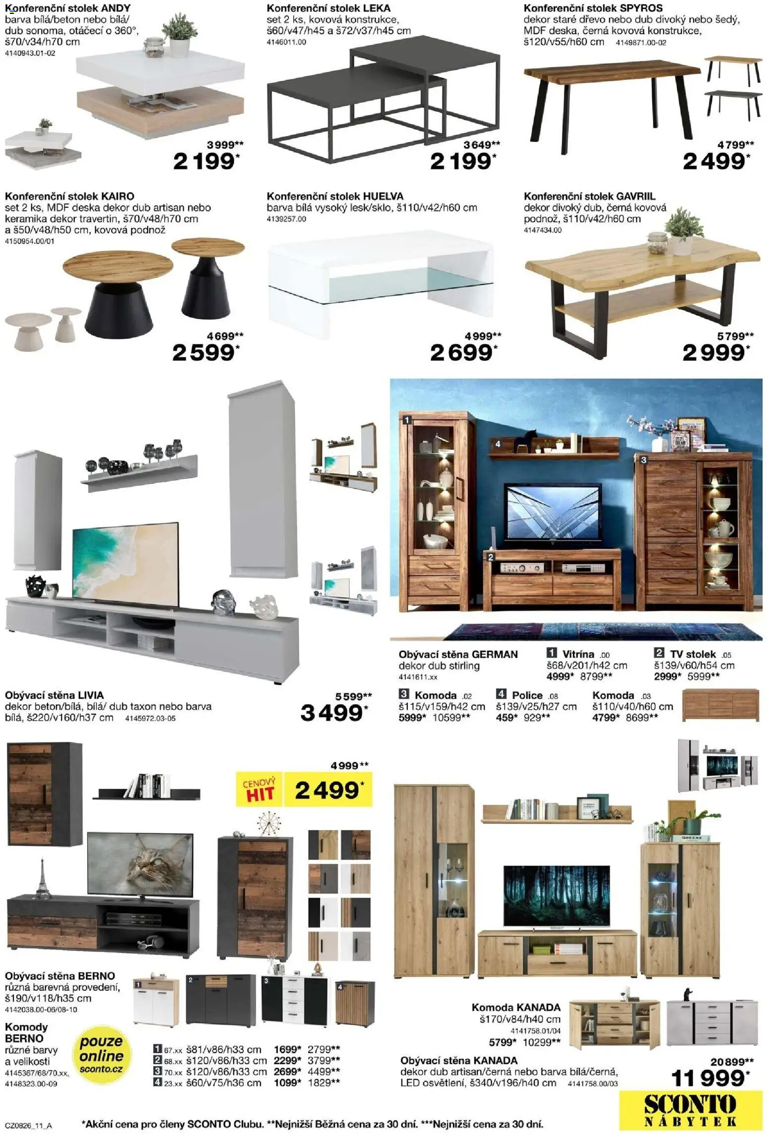 Sconto nábytek leták od 17.06.2026 | Strana: 11 | Produkty: Vitrína, Komoda, Obývací stěna, Konferenční stolek