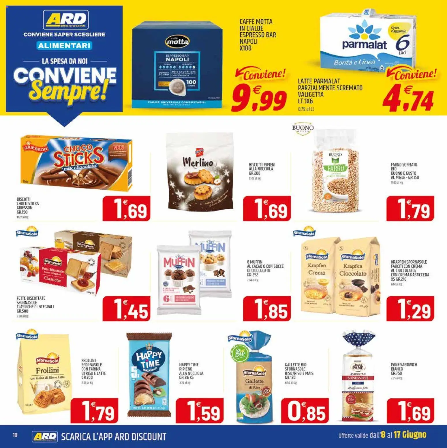 Volantino ARD Discount del 06.06.2026 | Pagina: 10 | Prodotti: Caffè, Biscotti, Gallette, Mais