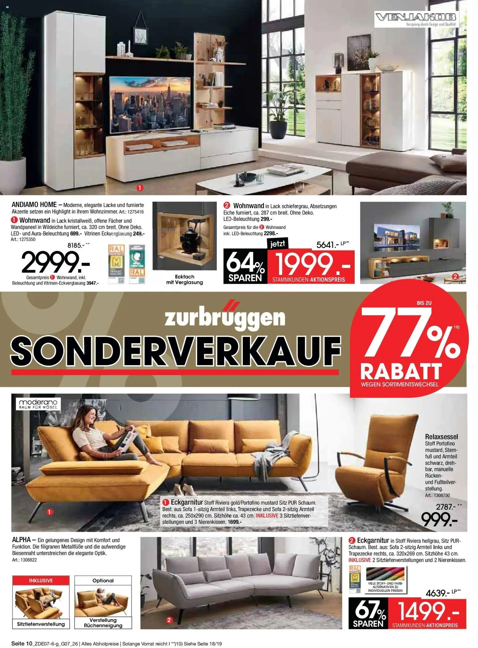 Zurbrüggen Sonderverkauf – gültig ab 09.07.2026 | Seite: 10 | Produkte: Relaxsessel, Wohnwand, Sofa