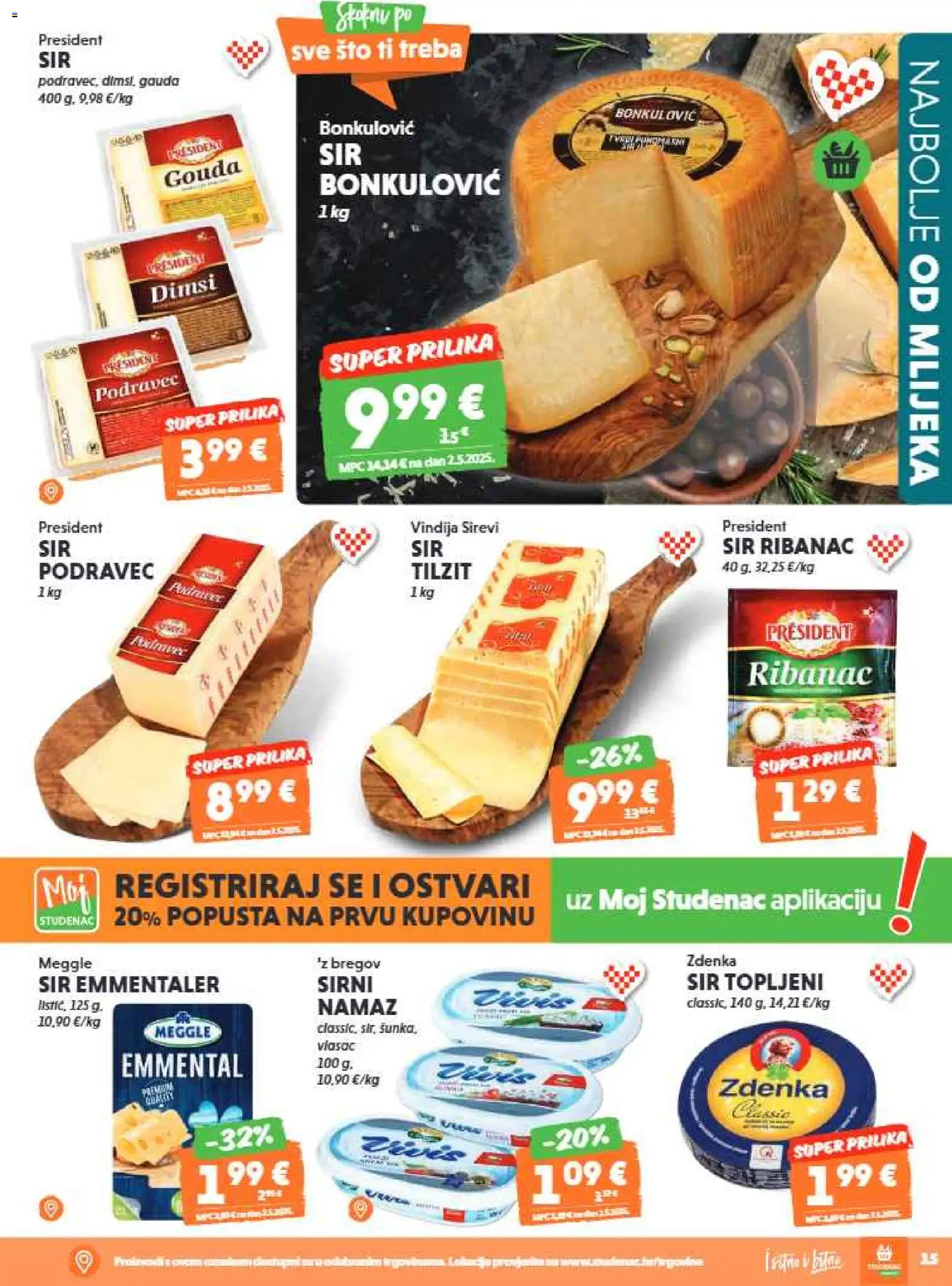 Studenac katalog | vrijedi od 17.06.2026 | Stranica: 15 | Proizvodi: Vindija, Sir, Gouda, Namaz