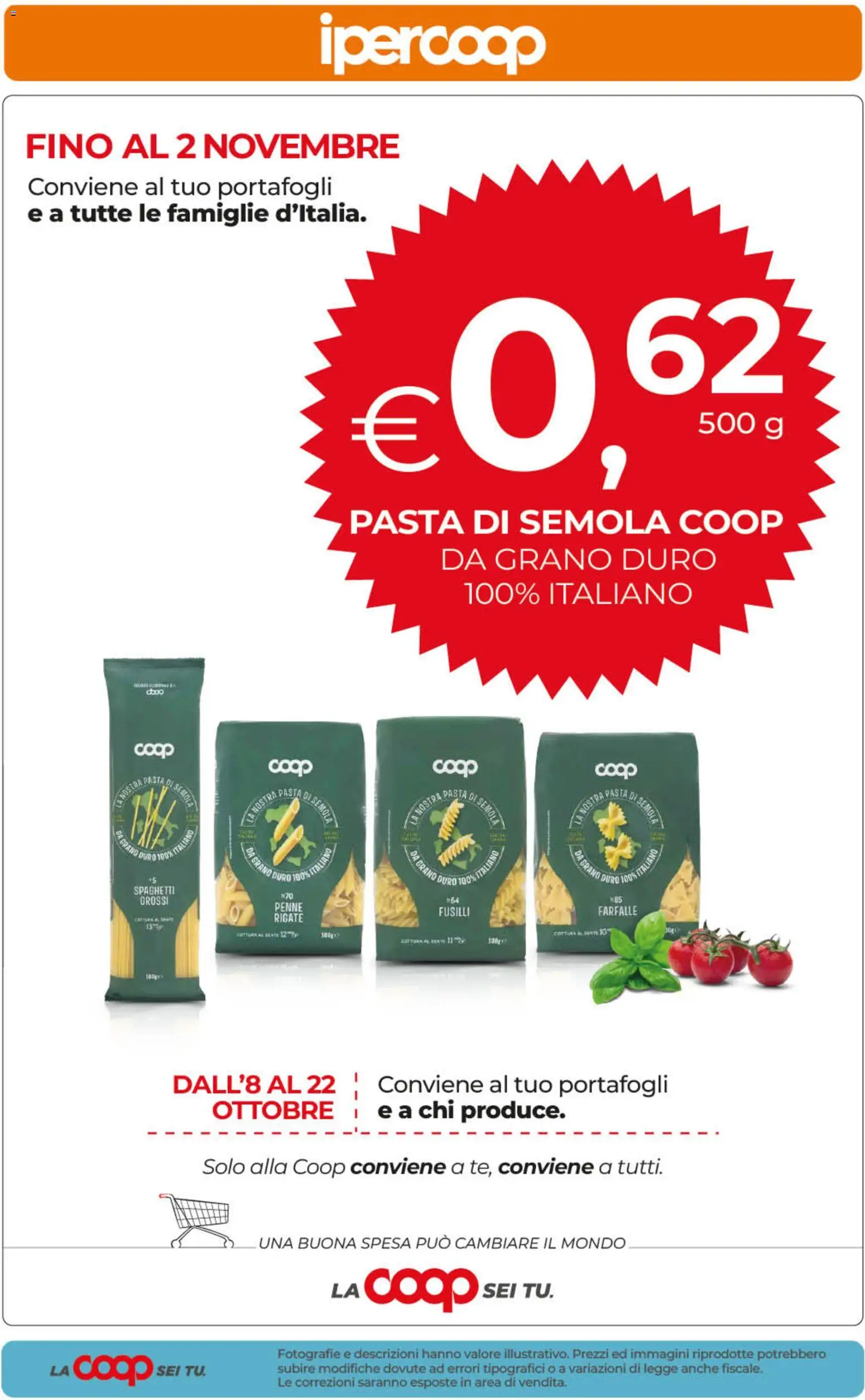 Volantino Ipercoop del 23/10/2026 | Pagina: 59 | Prodotti: Pasta di semola, Fusilli, Penne, Spaghetti