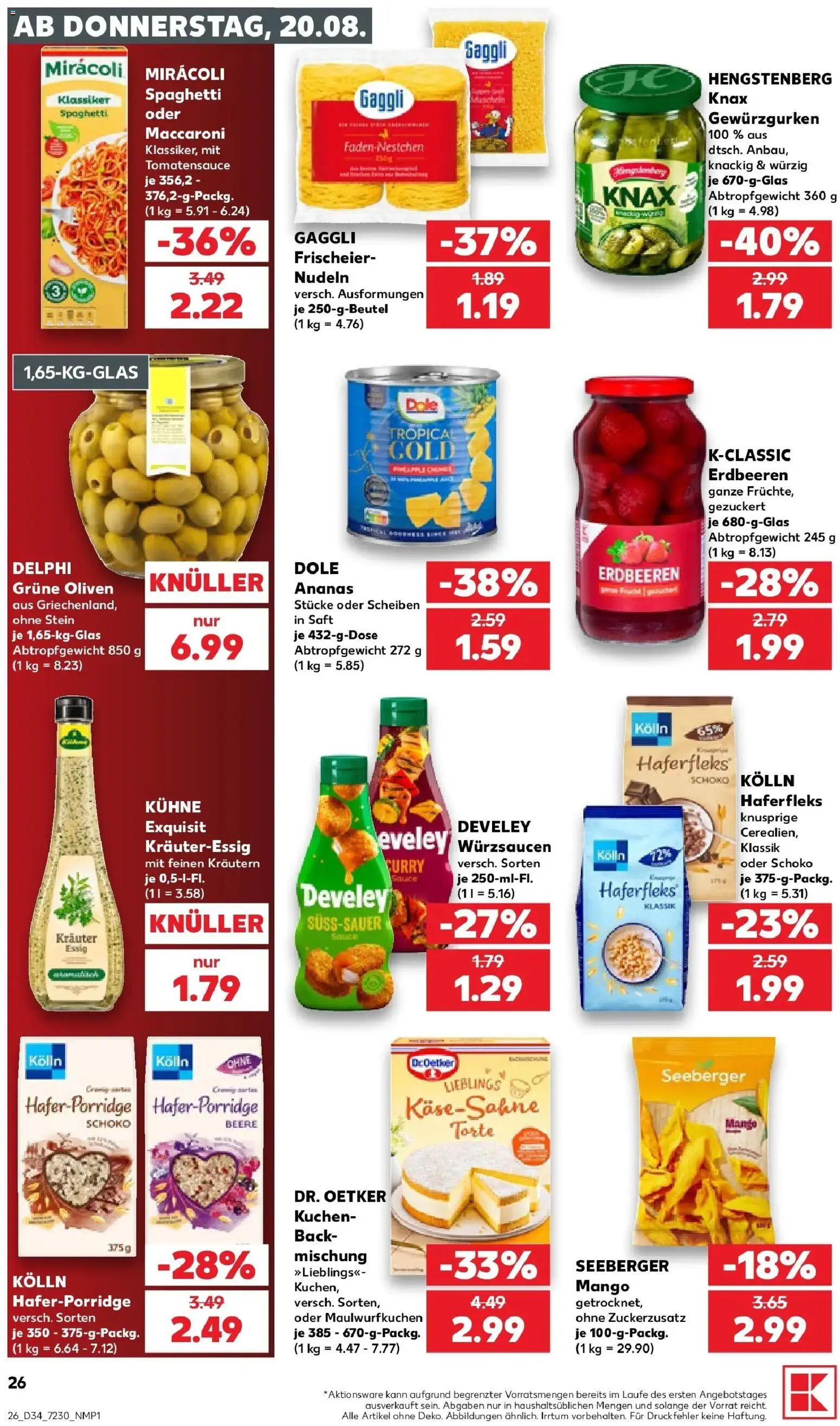 Prospekt Kaufland ab 17.08.2026 » Angebote Online zum Blättern | Seite: 37 | Produkte: Kolln, Essig, Spaghetti, Kuchen