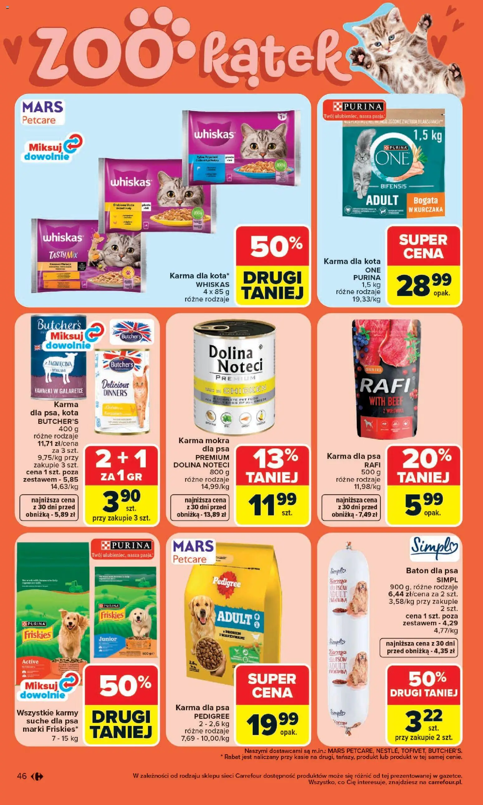 Carrefour gazetka - Zmieniliśmy Się Dla Ciebie od 25.05.2026 | Strona: 46 | Produkty: Jagnięcina, Pedigree, Karma dla psa pedigree, Karma dla kota