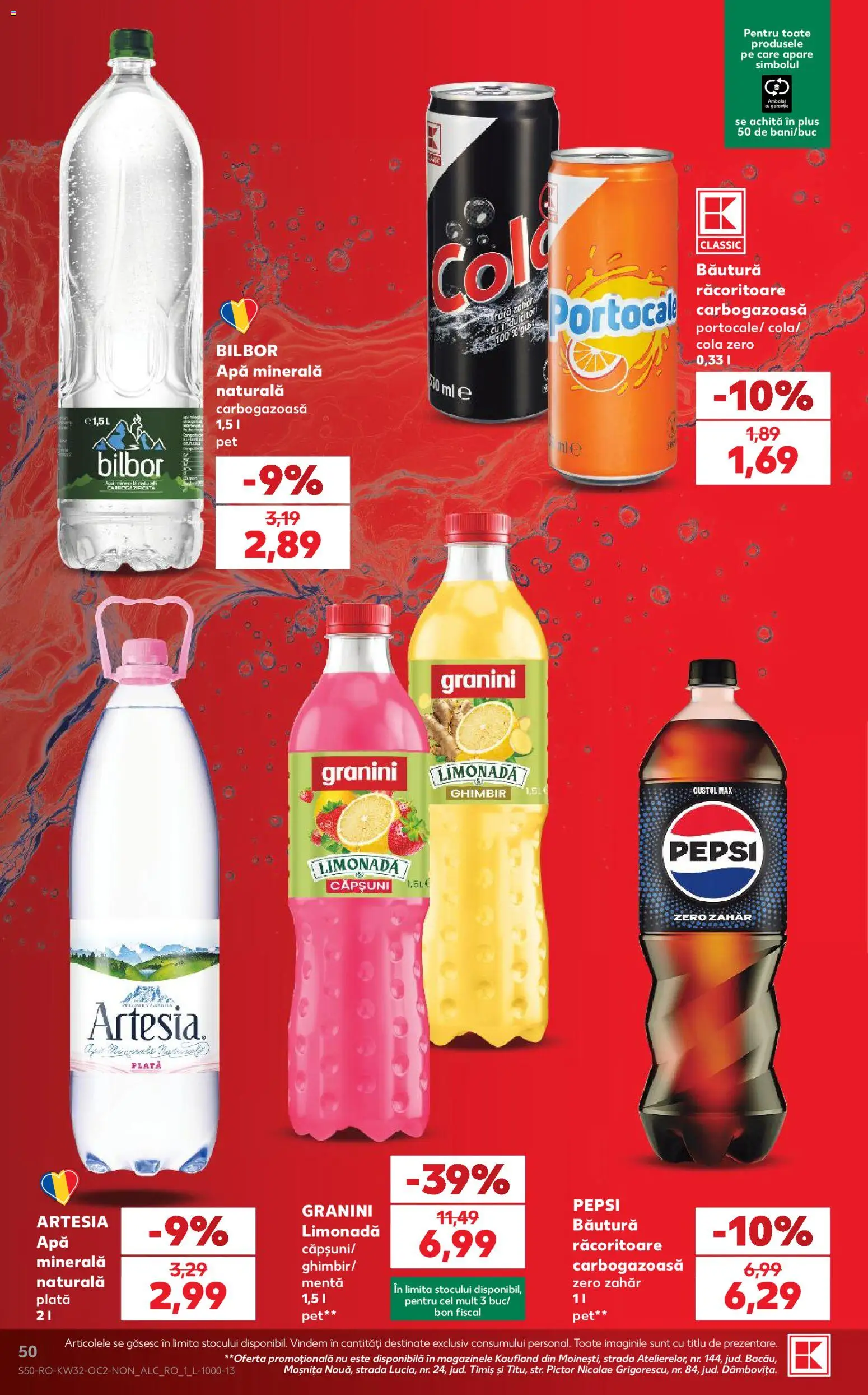 Noul catalog Kaufland – valabil de la 05.08.2026 | Pagină: 50 | Produse: Sıcak su torbası, Căpșuni, Apă, Zahăr