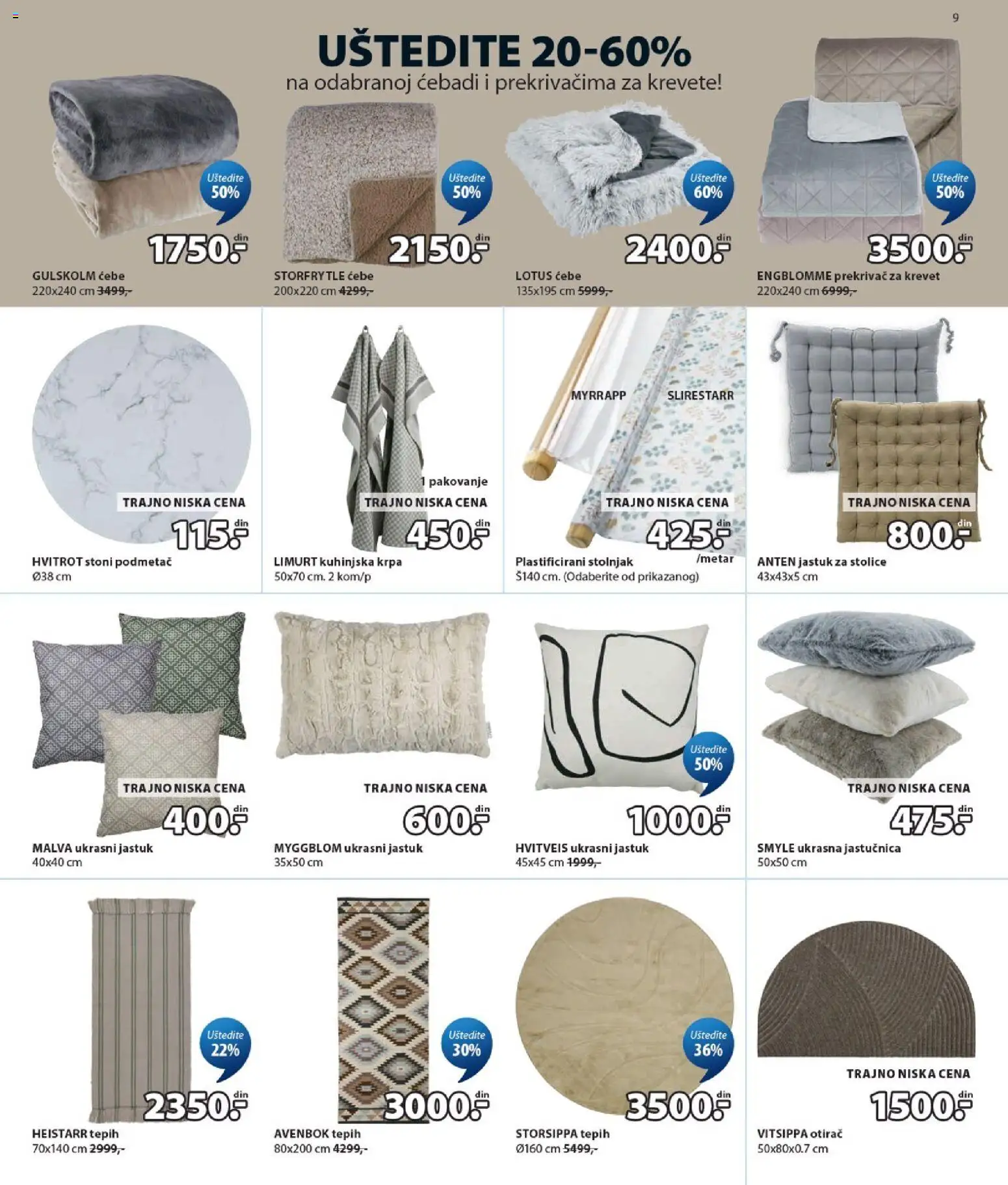 Jysk katalog - važi od 12.08.2026 | Strana: 9 | Proizvode: Krevet, Tepih, Stolnjak, Pakovanje