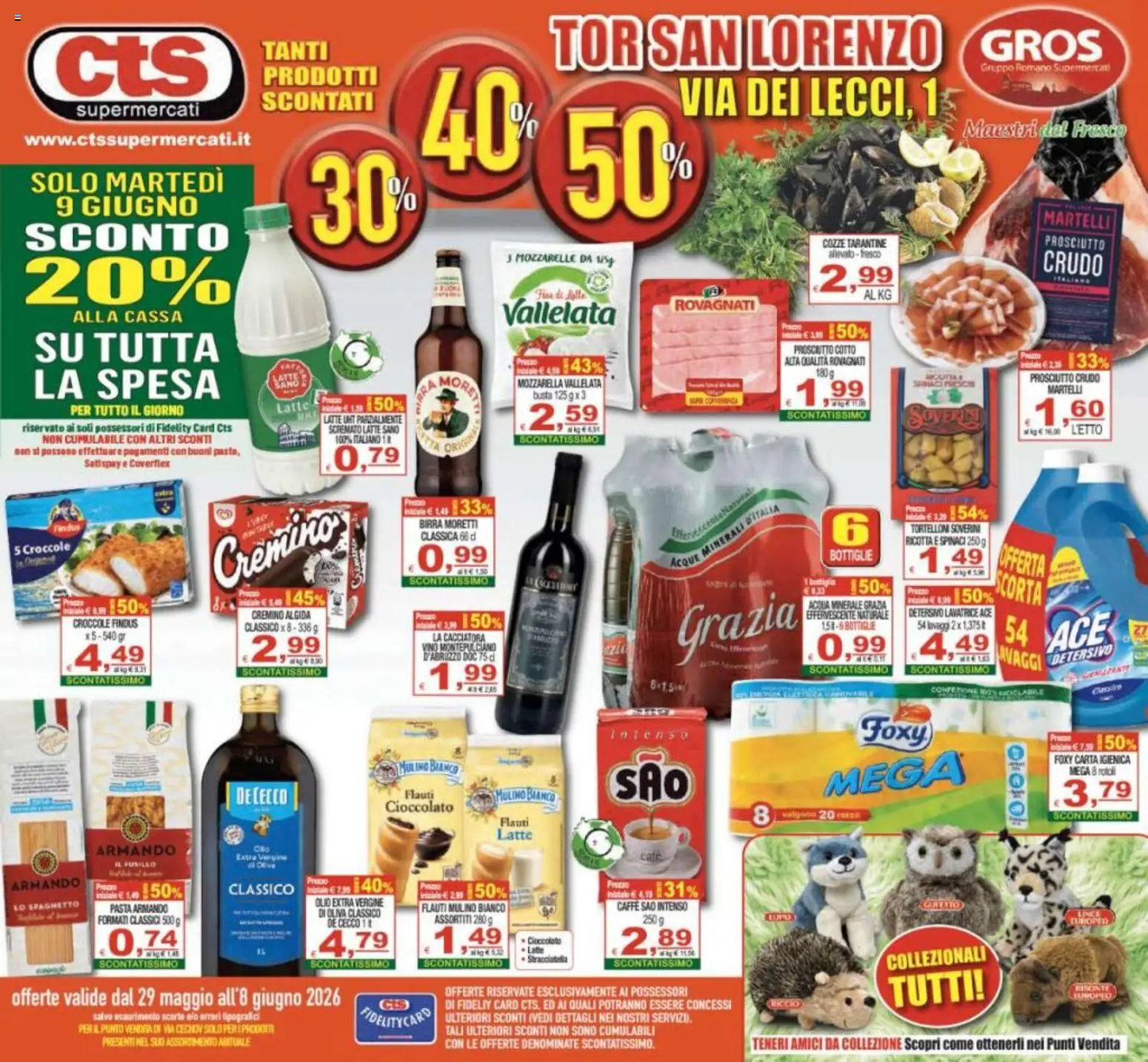 Volantino CTS del 29.05.2026 | Pagina: 1 | Prodotti: Carta igienica, Cioccolato, Tortelloni, Acqua minerale