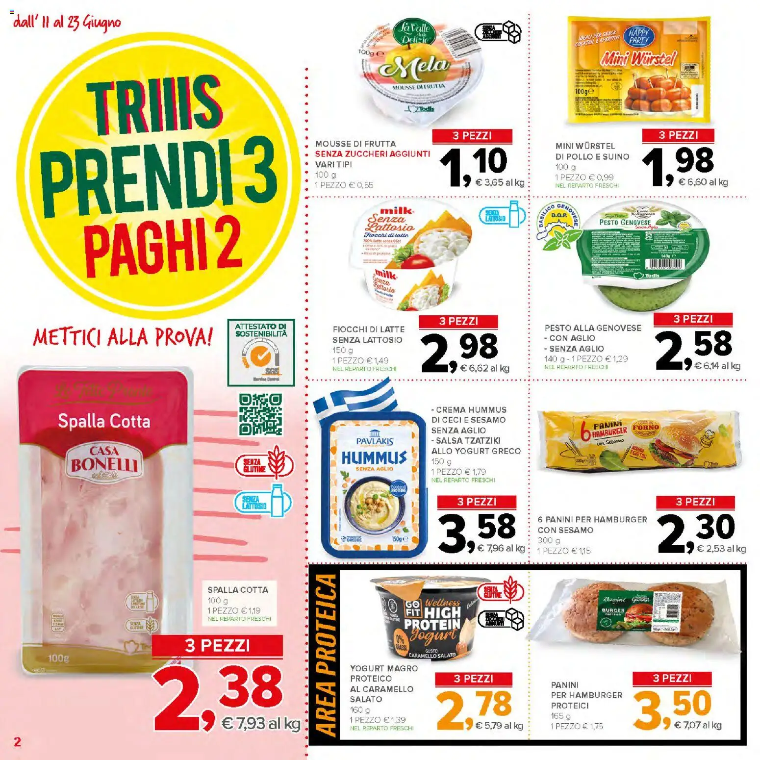 Volantino Todis del 11.06.2026 | Pagina: 2 | Prodotti: Pollo, Fiocchi di latte, Latte, Aglio