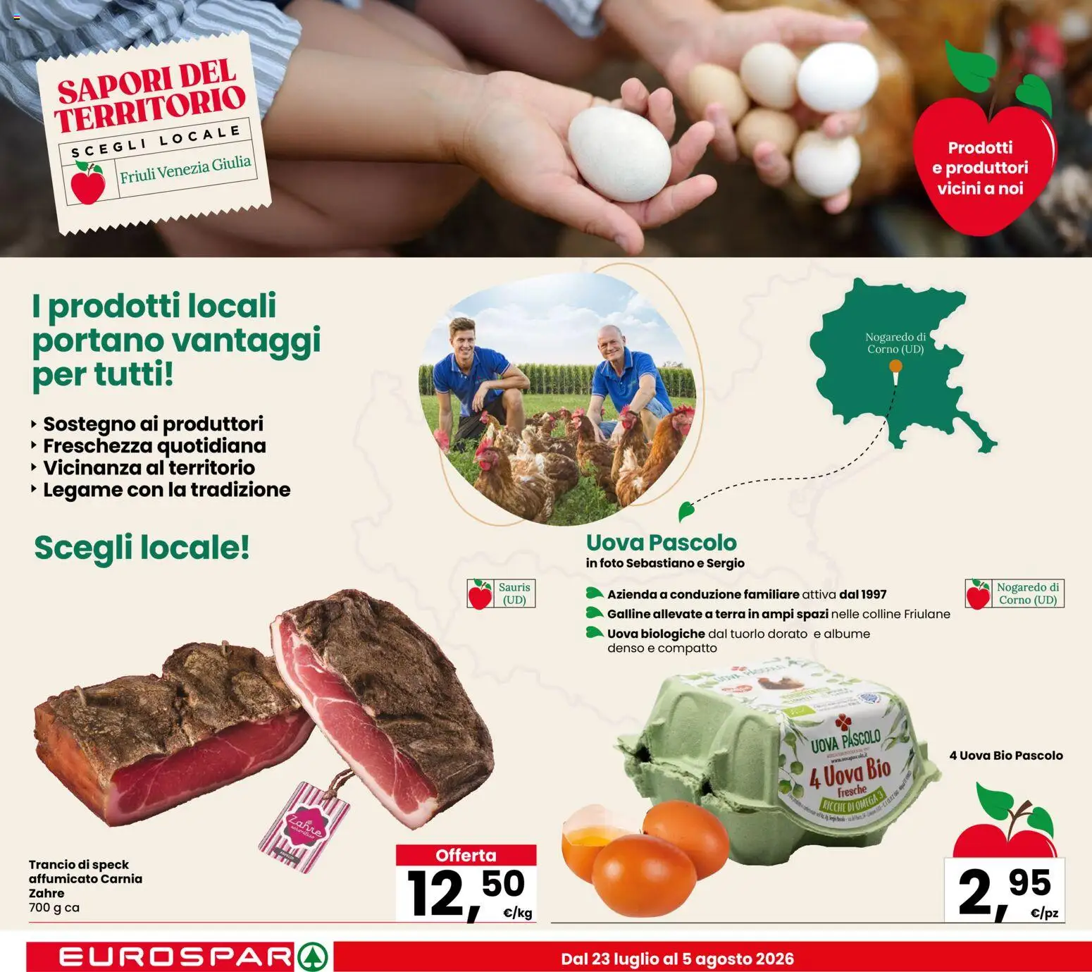 Volantino Eurospar del 23/07/2026 | Pagina: 2 | Prodotti: Speck, Uova, Terra