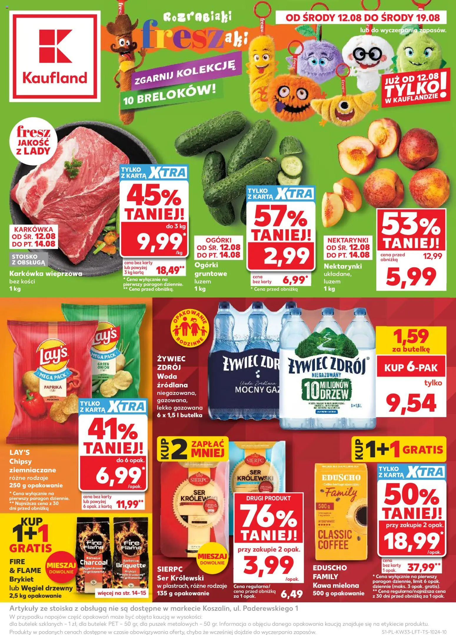 Kaufland gazetka od 12.08.2026 | Strona: 1 | Produkty: Karta, Chipsy, Karkówka, Kawa