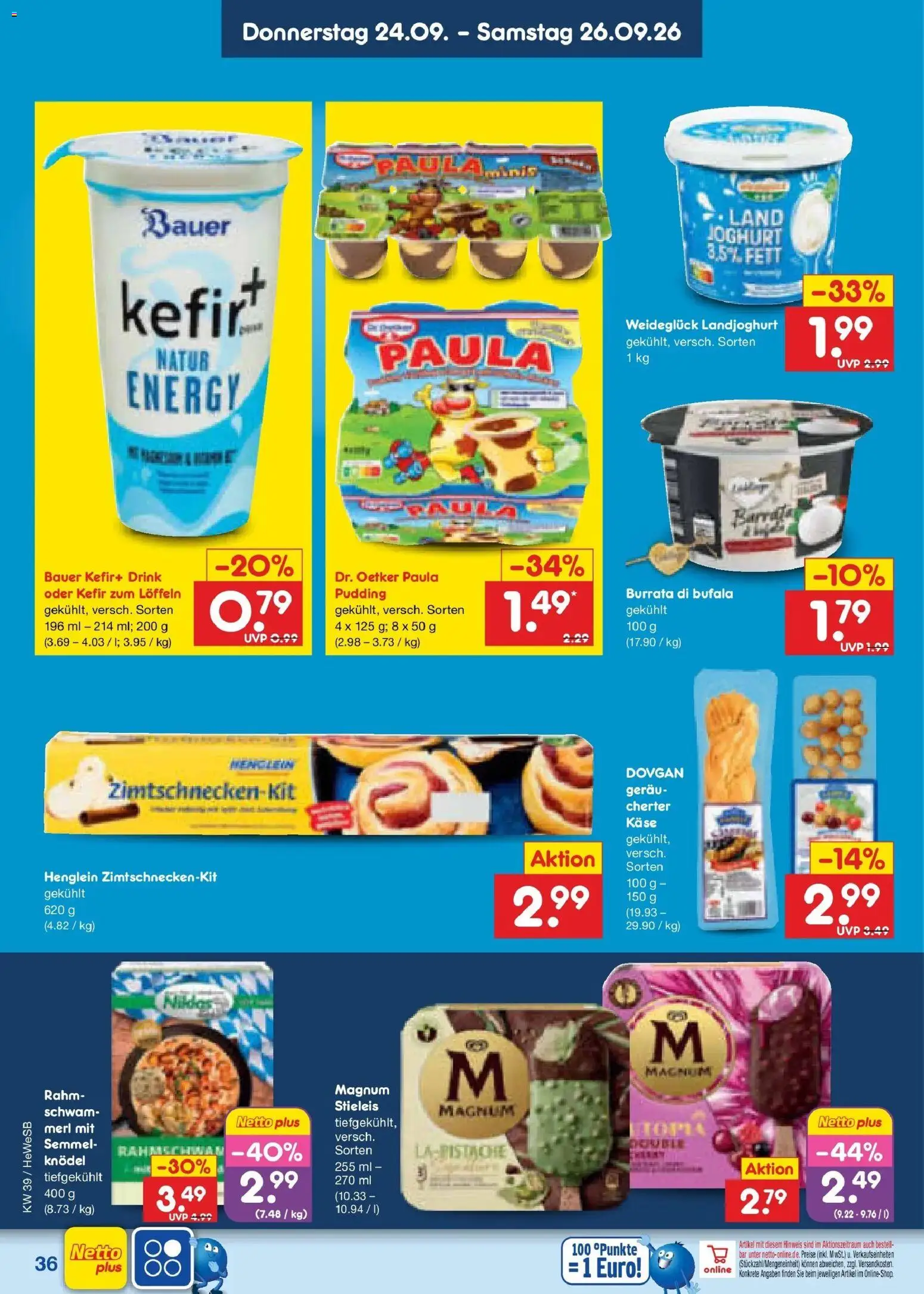 Netto Marken-Discount Prospekt Hamburg – gültig ab 21.09.2026 | Seite: 52 | Produkte: Kefir, Energy, Joghurt, Pudding