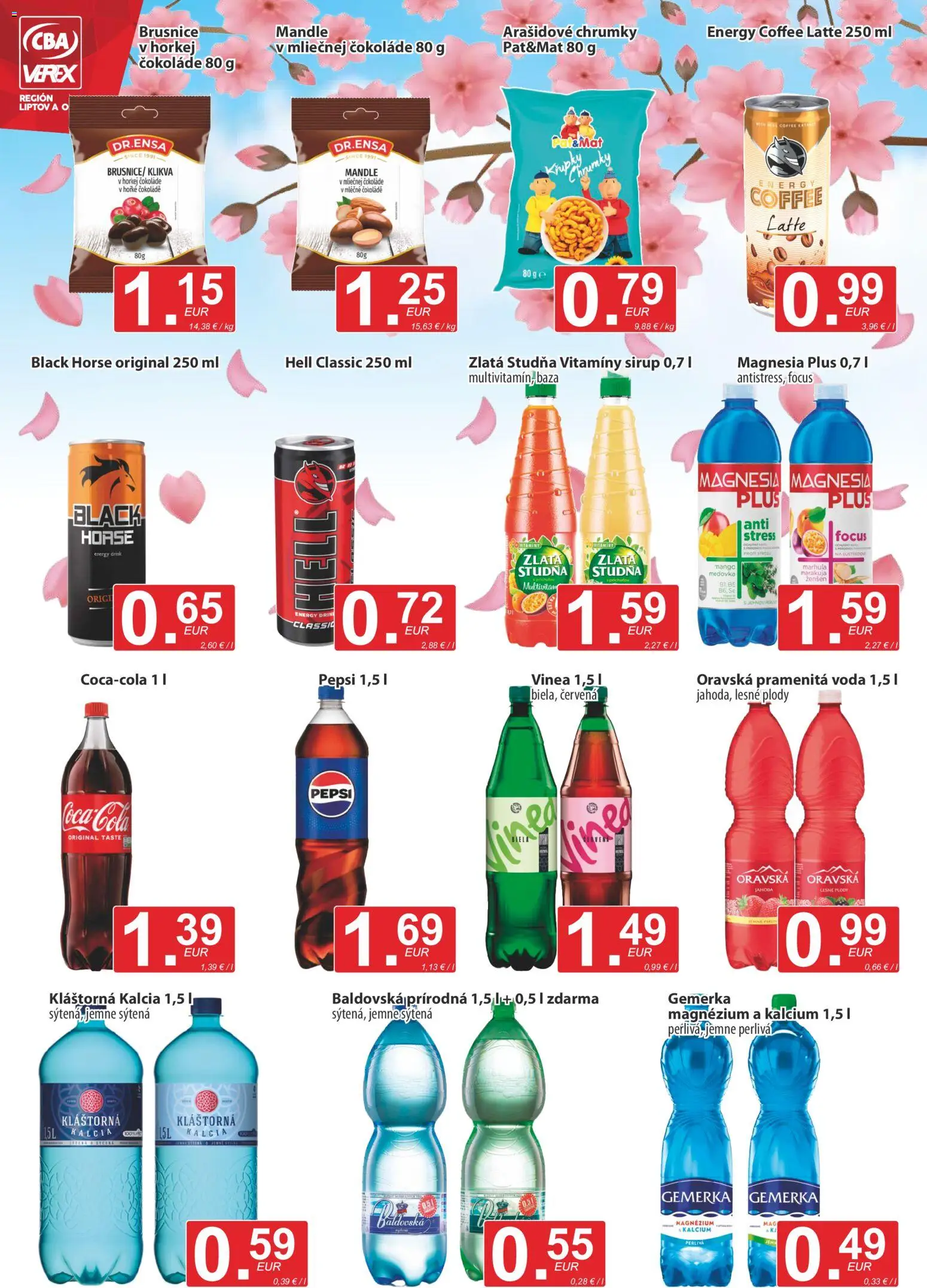 Nové CBA Verex akcie – leták je platný od 21.05.2026 | Strana: 10 | Produkty: Pepsi, Mandle, Baldovská, Lesné plody