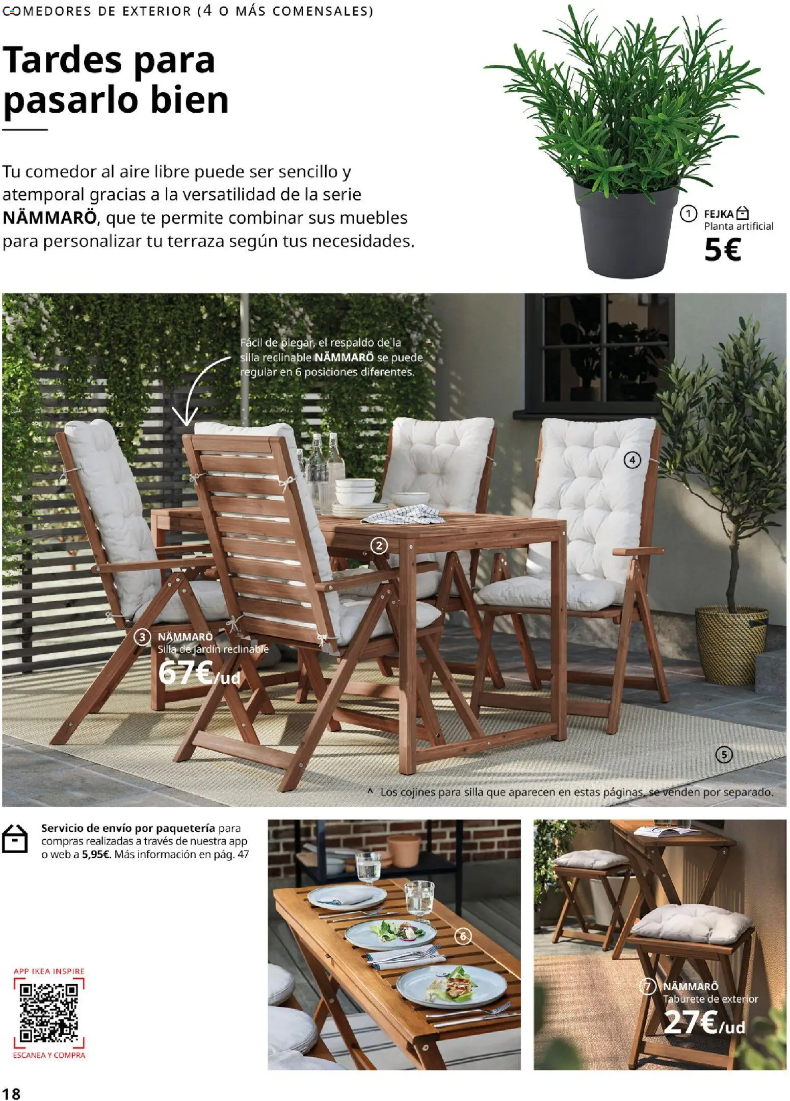 IKEA - Muebles de exterior │ válido desde el 01/09/2026 | Página: 18 | Productos: Taburete, Té, Planta artificial, Silla