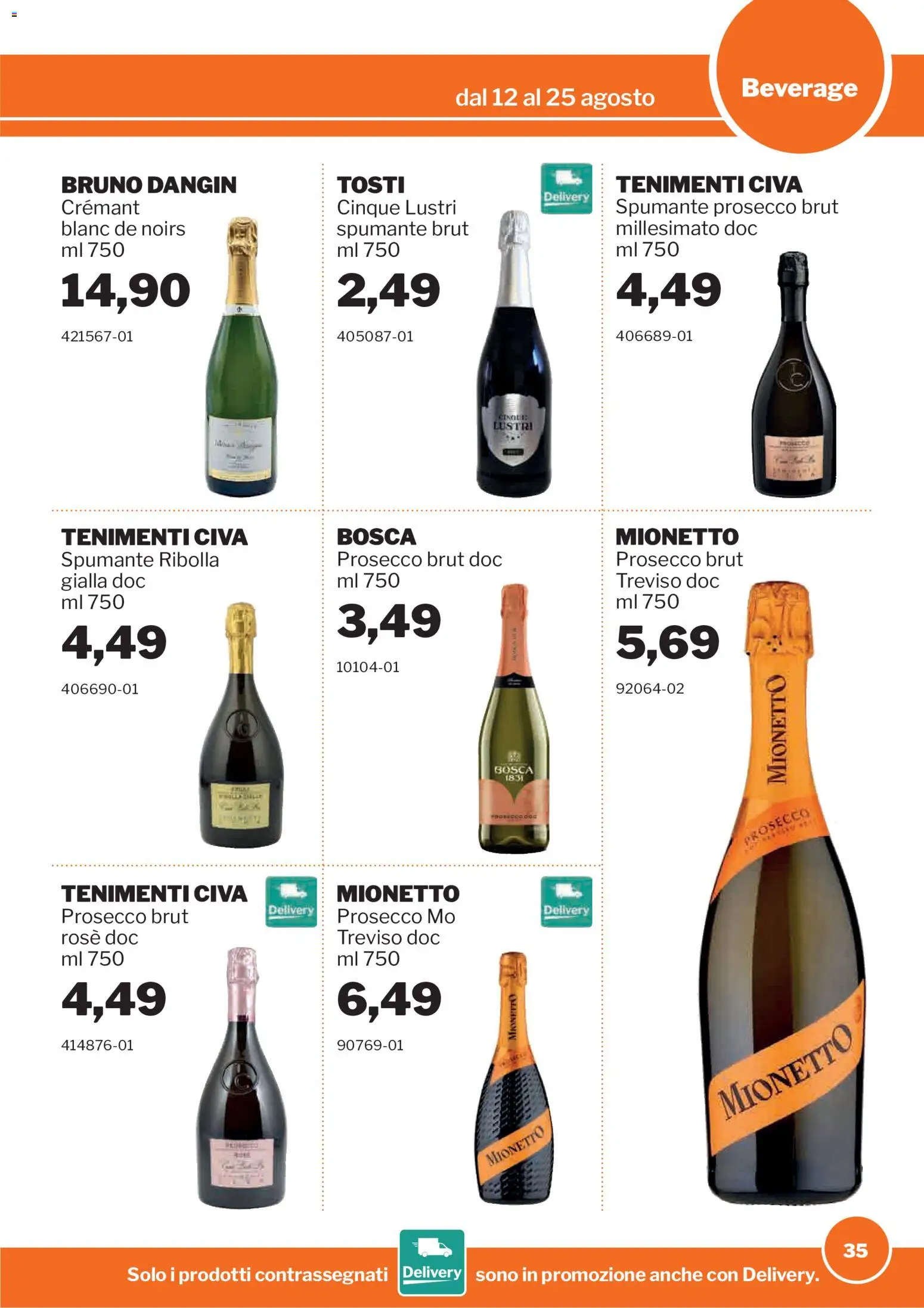 Volantino Sogegross del 12/08/2026 | Pagina: 35 | Prodotti: Prosecco, Spumante, Mionetto Prosecco, Mionetto