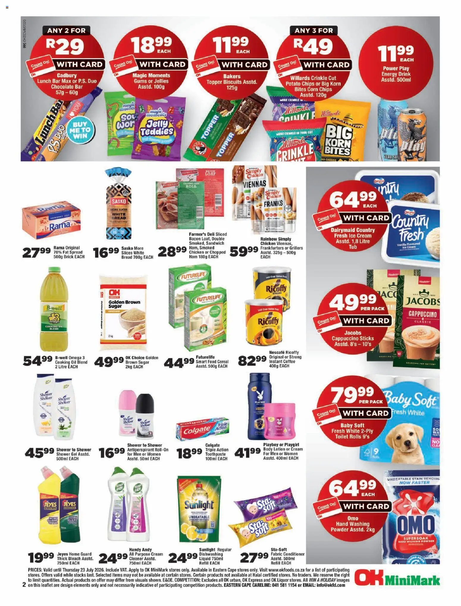 New OK Foods catalogue – valid from 15/07/2026 | Page: 2 | Products: Toilet, Oil, Chicken, Washing powder