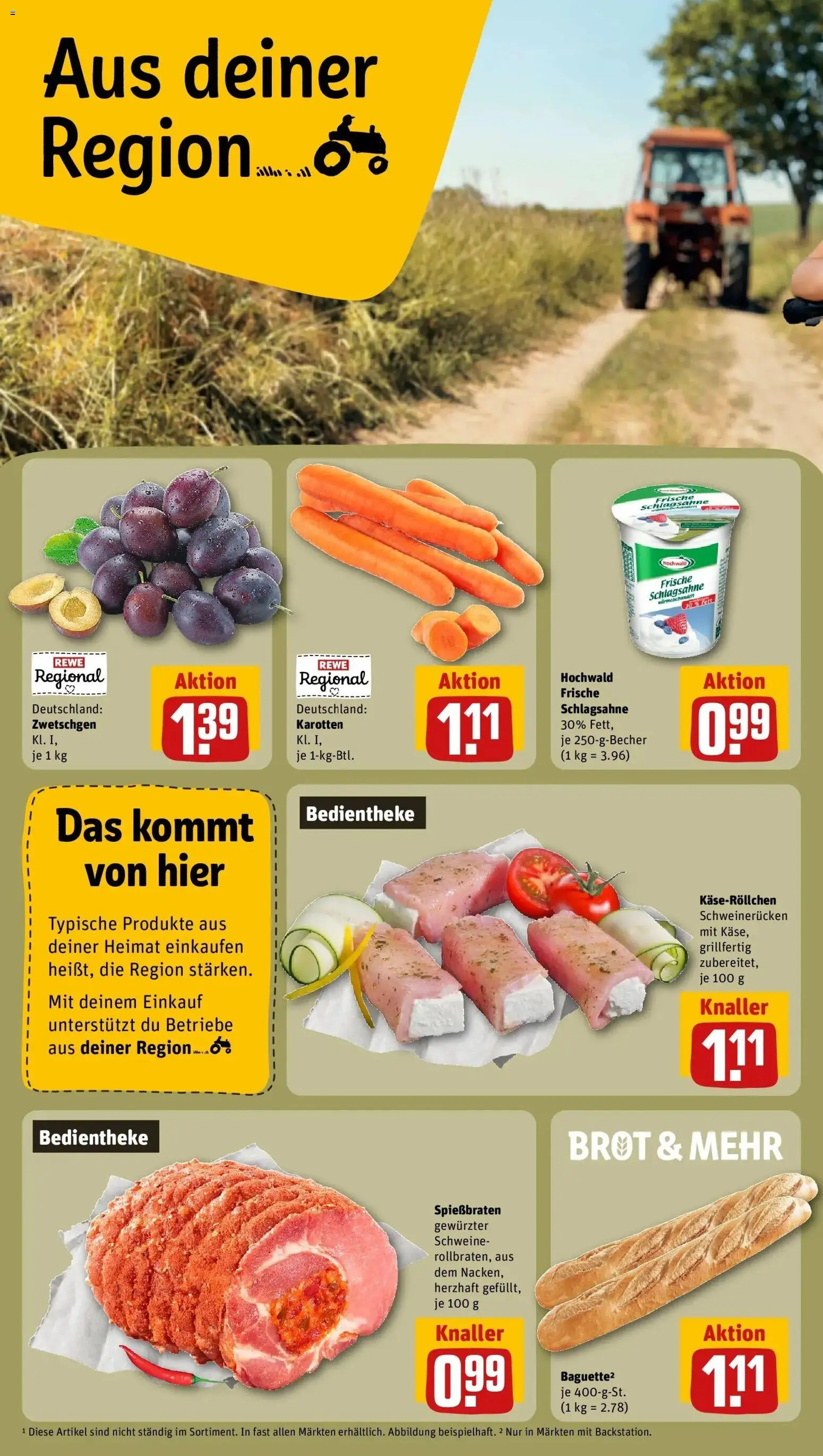 REWE Prospekt ab 24.08.2026 zum Blättern » Angebote | Seite: 20 | Produkte: Schlagsahne, Zwetschgen, Schweinerucken, Brot