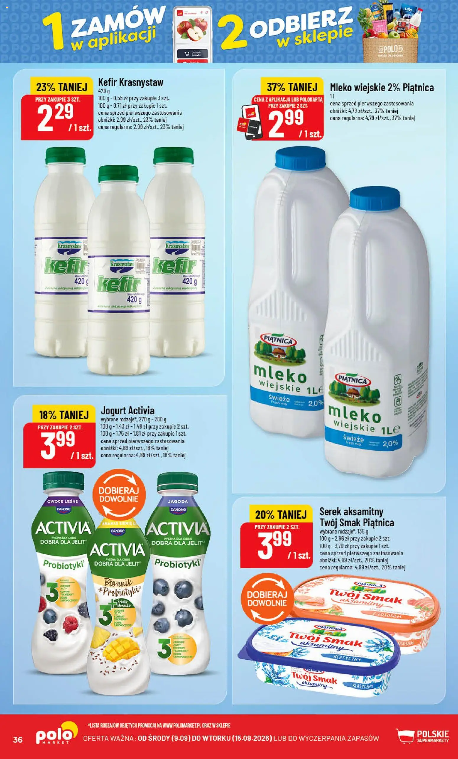 POLOmarket gazetka od 09.09.2026 | Strona: 36 | Produkty: Błonnik, Mleko, Jogurt, Kefir Krasnystaw