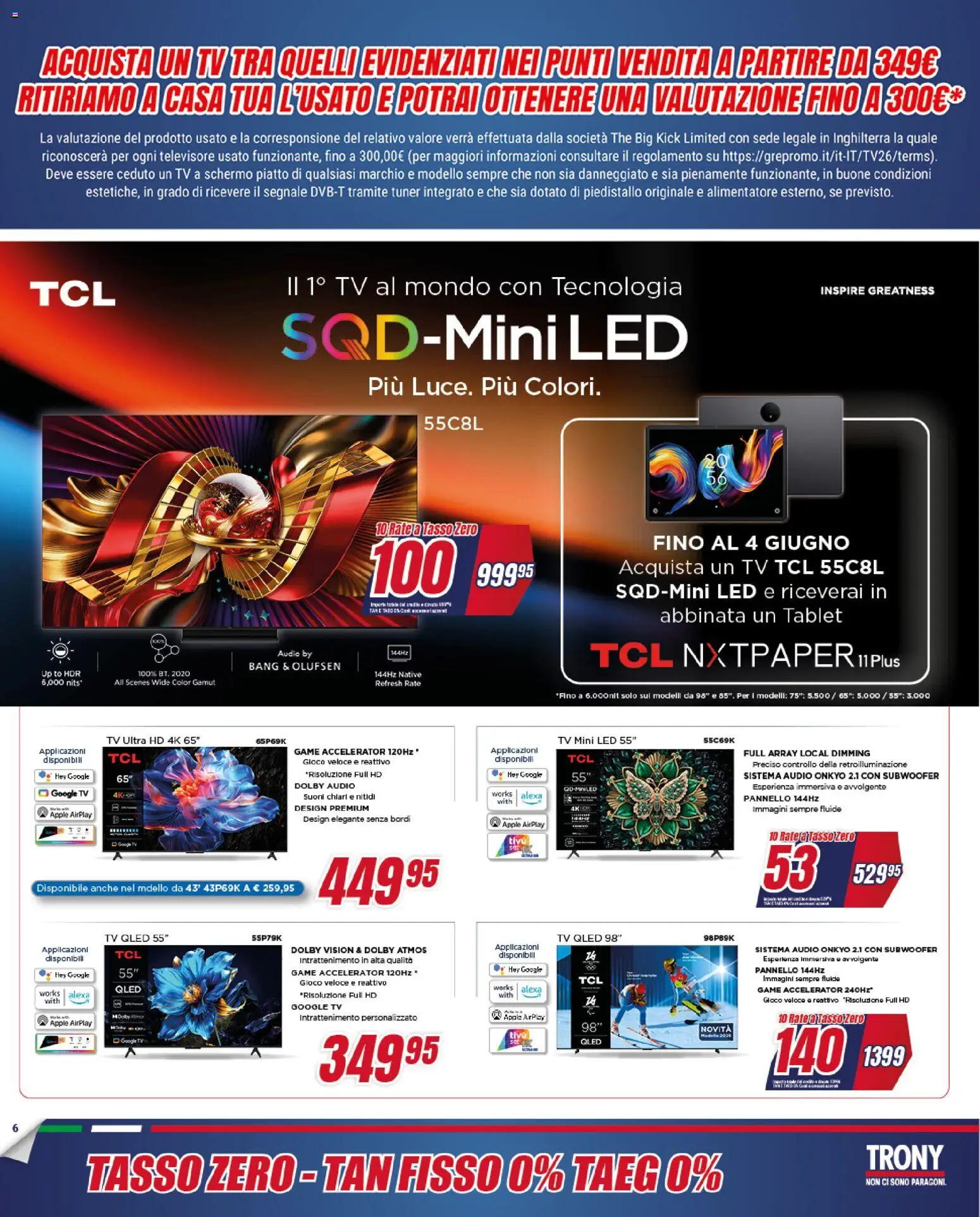 Volantino Trony del 21.05.2026 | Pagina: 6 | Prodotti: The, Tablet, TV, Gioco