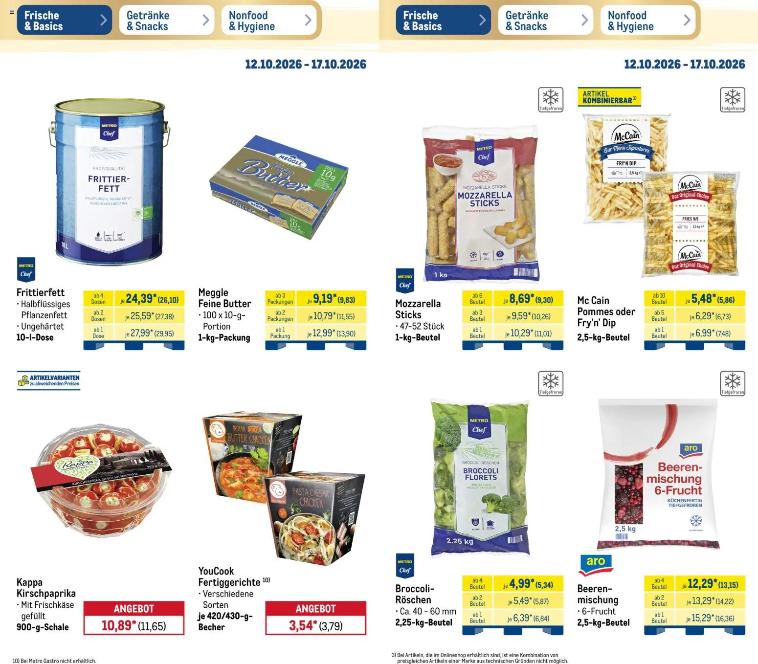 Metro Prospekt – gültig ab 12.10.2026 | Seite: 9 | Produkte: Youcook, Butter, Pommes, Pasta