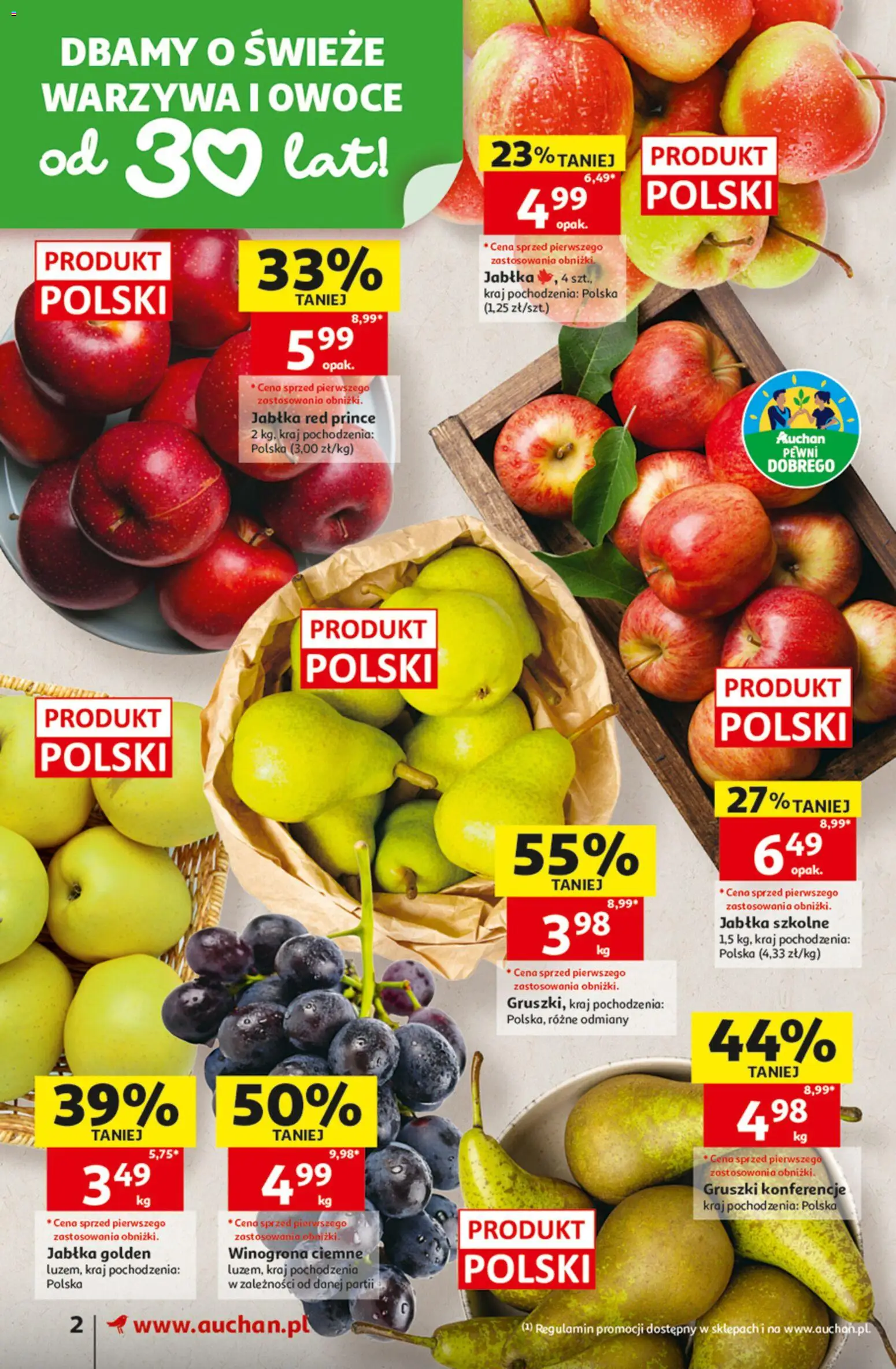 Auchan gazetka od 08.10.2026 | Strona: 2 | Produkty: Gruszki, Jabłka, Warzywa, Owoce
