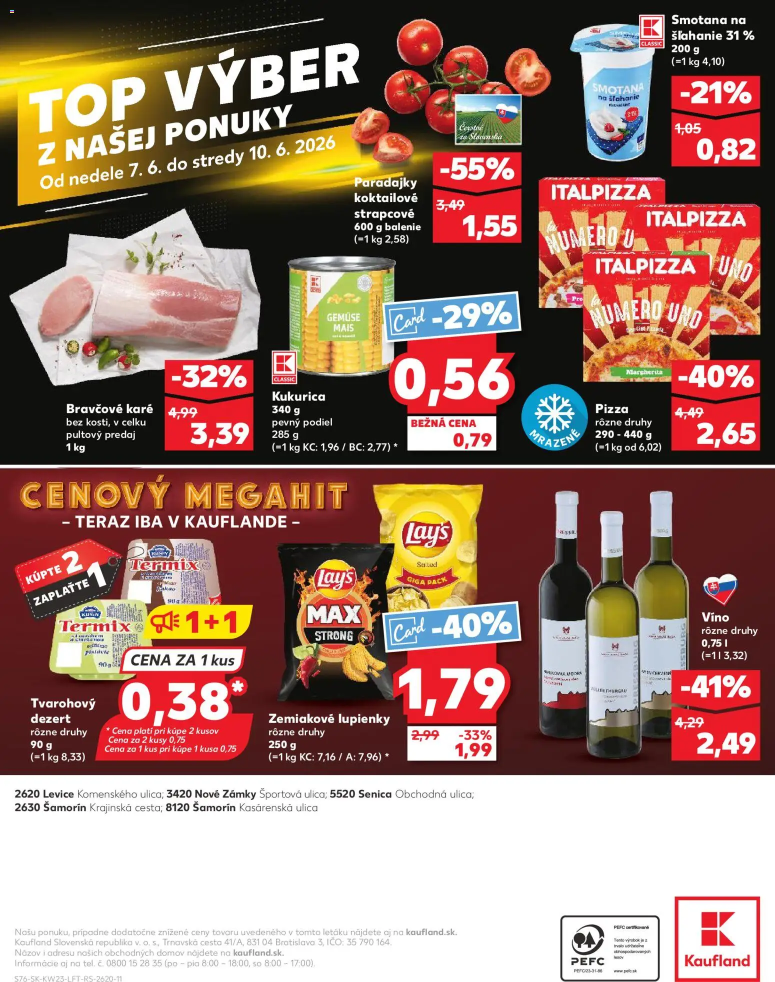 Nové Kaufland akcie – leták je platný od 04.06.2026 | Strana: 76 | Produkty: Paradajky, Smotana, Kukurica, Bravčové karé