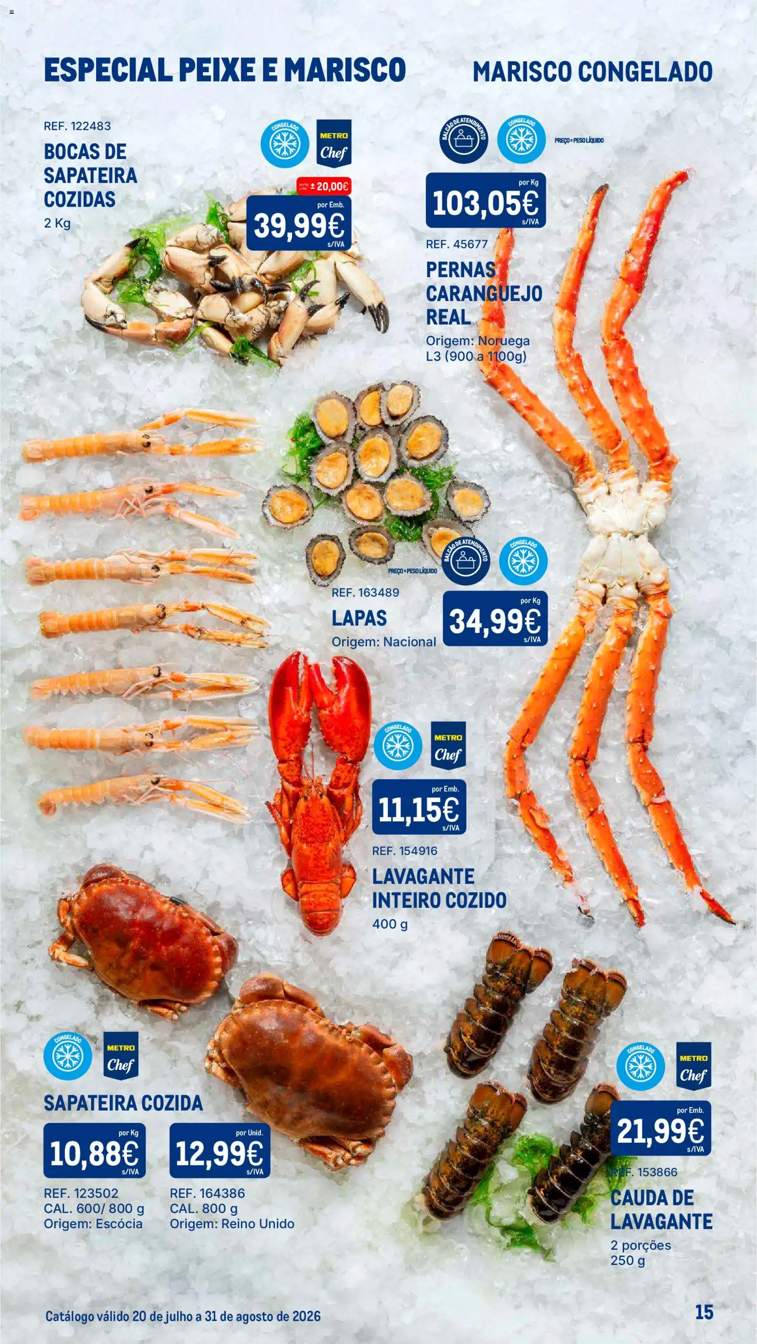 Makro Especial Peixe e Marisco │ válido de 20/07/2026 | Página: 15 | Produtos: Caranguejo, Sapateira, Peixe