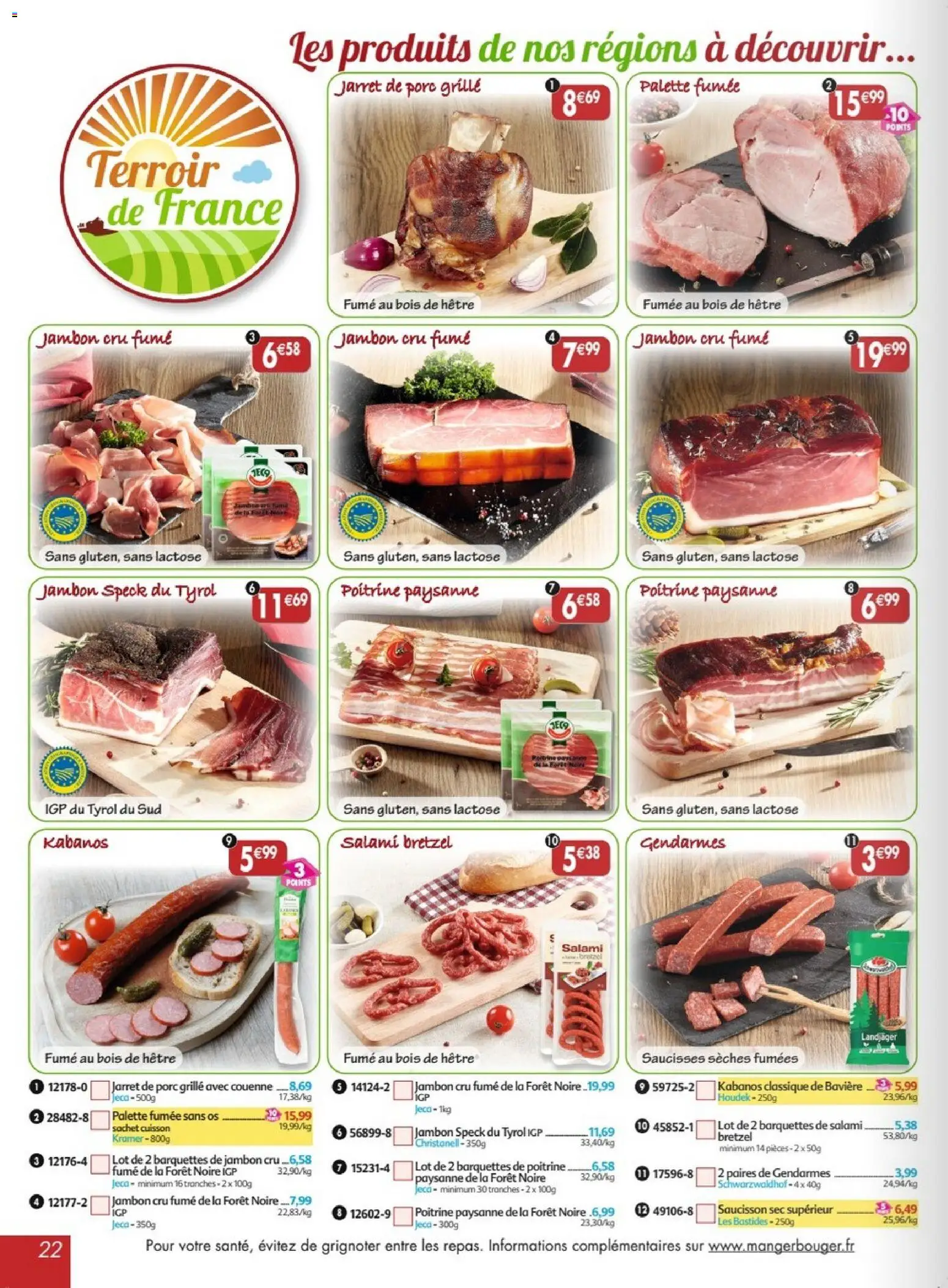 {H1} | Page: 22 | Produits: Saucisson sec, Jambon Cru, Saucisses, Jambon cru fumé