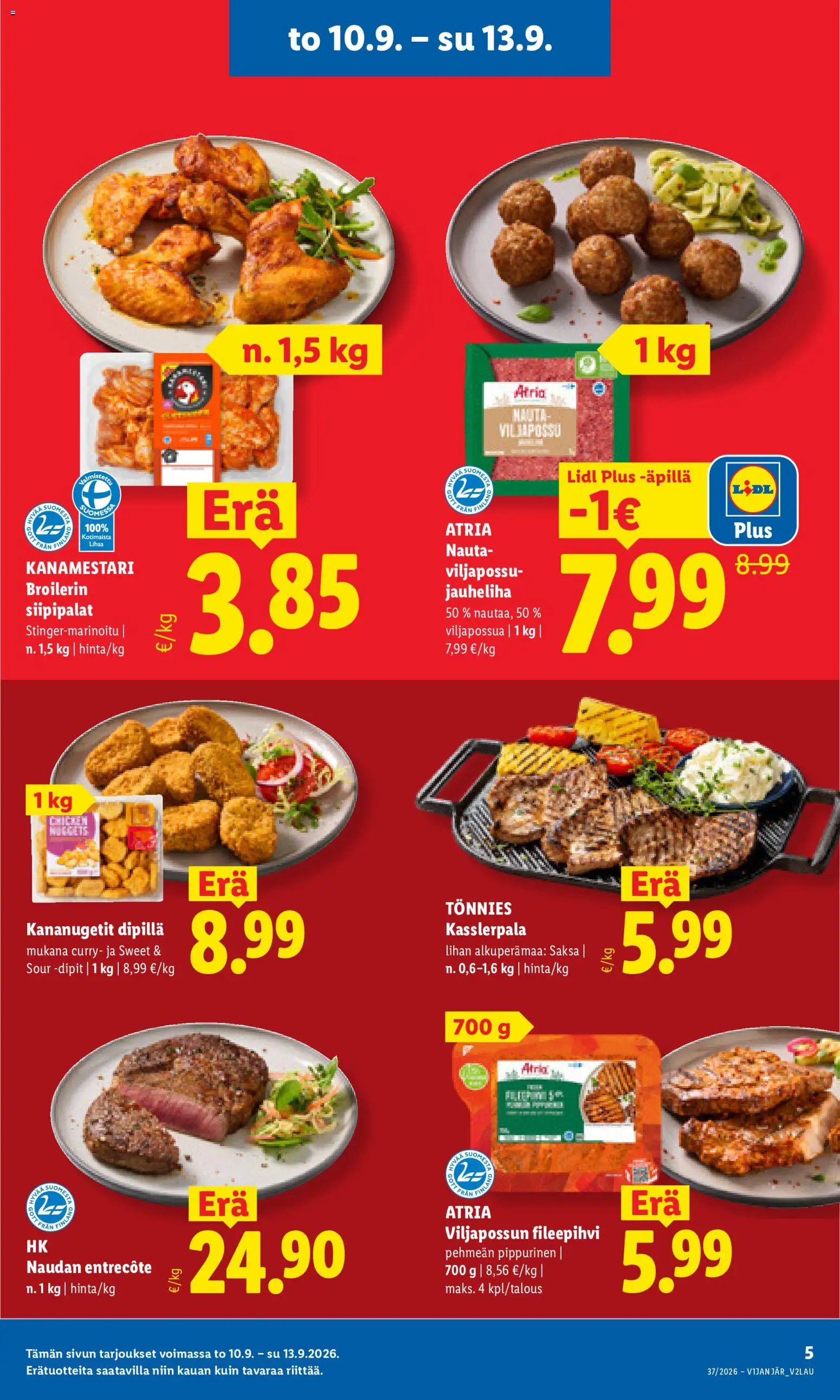 Lidl tarjoukset - Rovaniemi – voimassa 10/09/2026 alkaen | Sivu: 5 | Tuotteet: Jauheliha, Curry, Naudan entrecôte, Entrecote