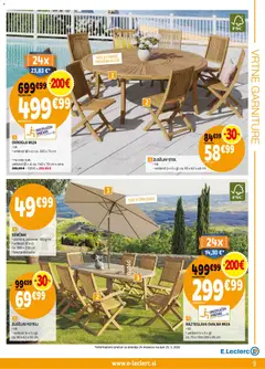 E.leclerc katalog akcije – veljaven od 08.04.2026 | Stran: 9 | Izdelki: Senčnik, Fotelj, Miza, Stol