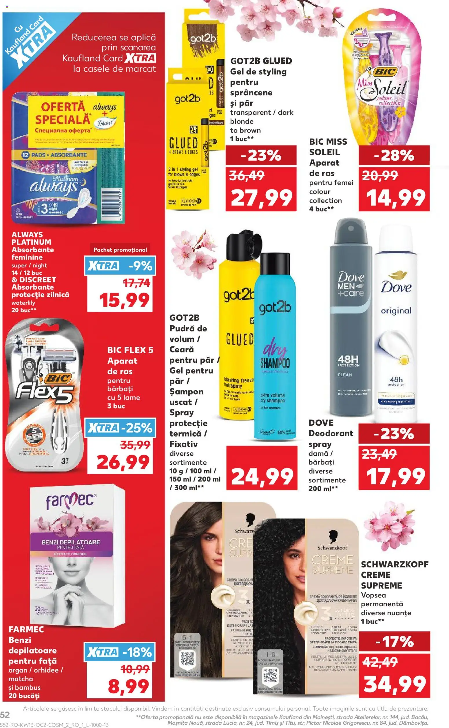 Noul catalog Kaufland – valabil de la 25.03.2026 | Pagină: 52 | Produse: Pudră, Deodorant, Benzi depilatoare, Gel pentru păr